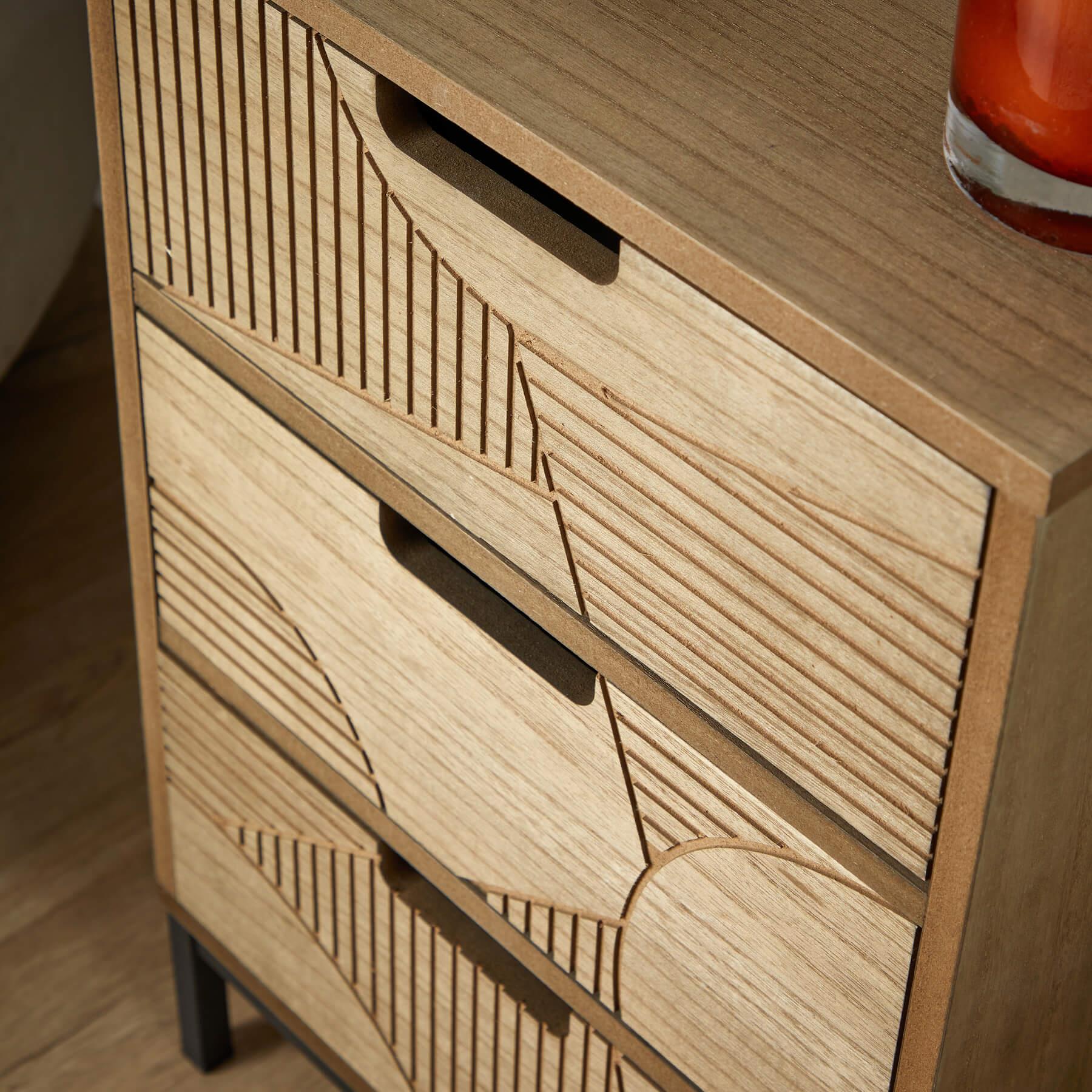 Chest 3/4 Solid Wooden Storage Drawers Geometric Design Bedroom Organiser - Picture 9 of 22
