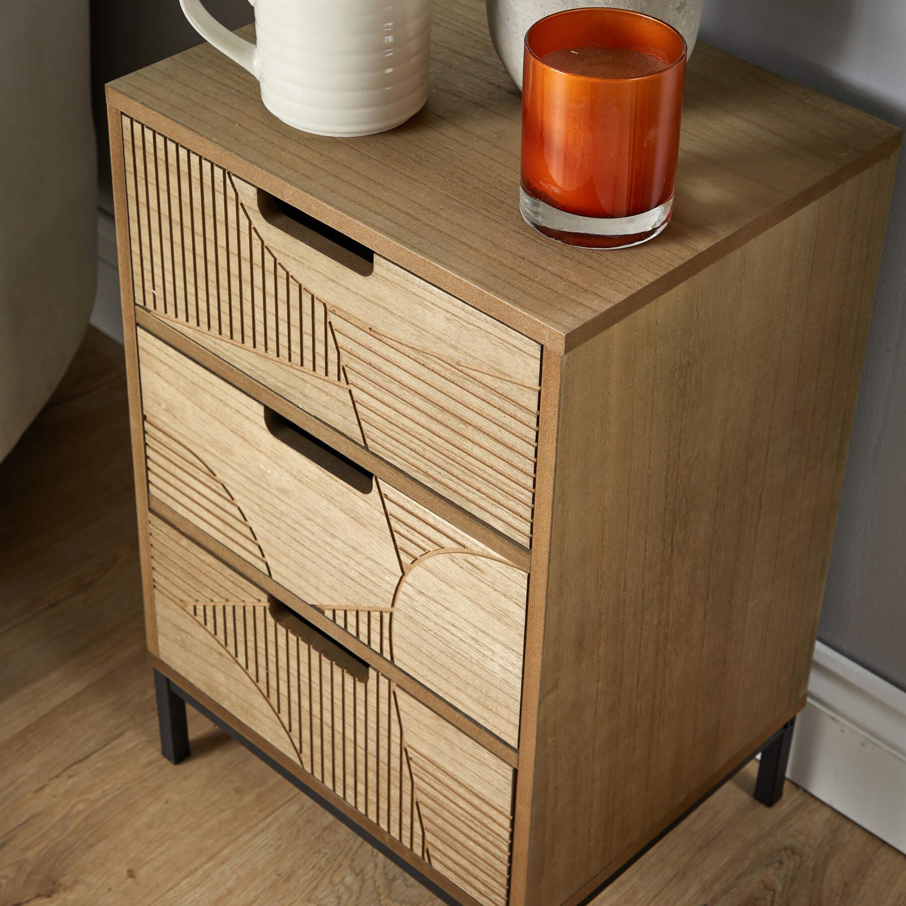 Chest 3/4 Solid Wooden Storage Drawers Geometric Design Bedroom Organiser - Picture 10 of 22