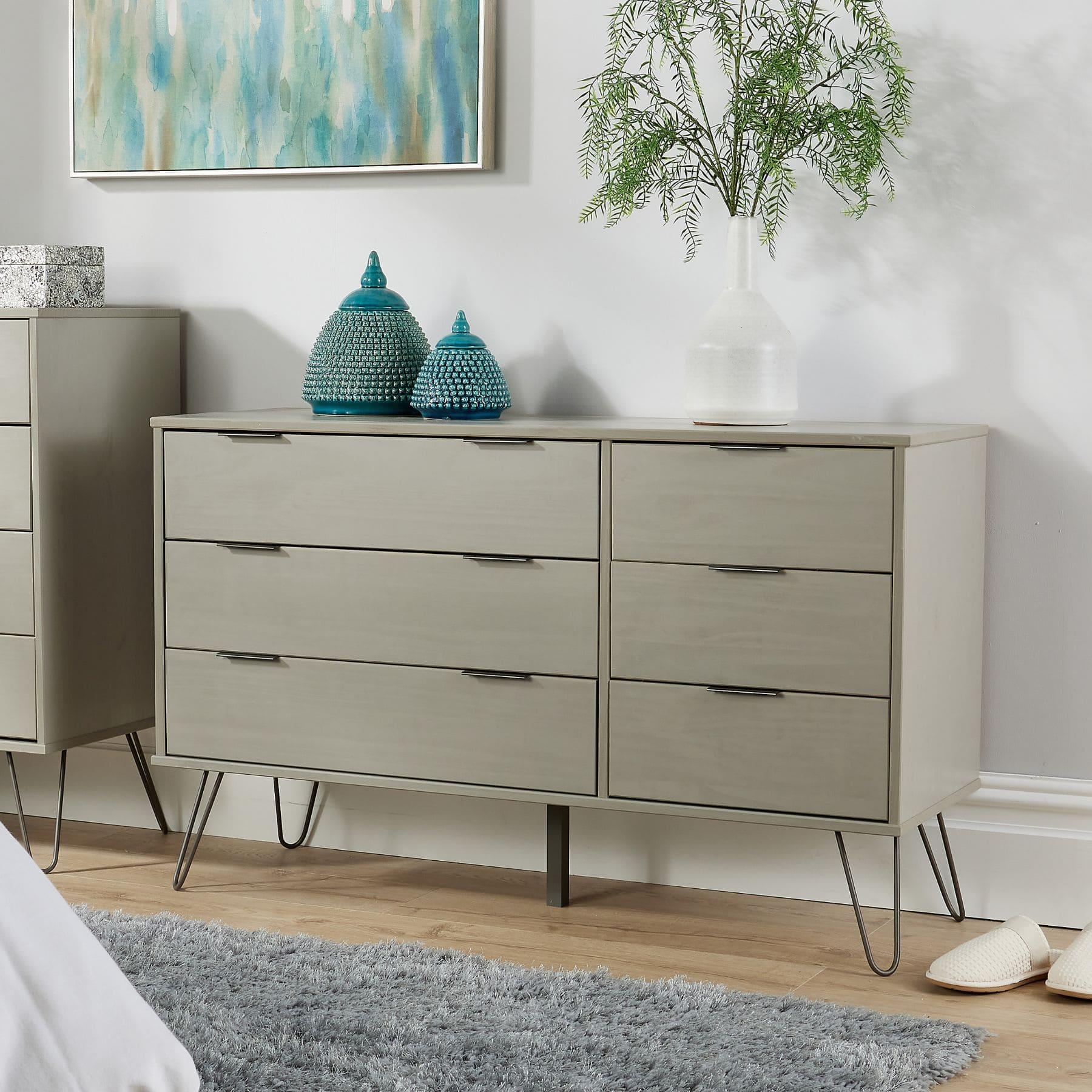 Chest of 4/6 Drawers Grey Clothing Cabinet Storage Organiser Bedroom Furniture - Picture 10 of 18