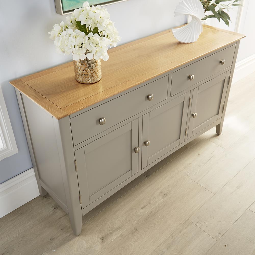Modern Grey Solid Wood 2 Drawer 3 Door Sideboard Cupboard Living