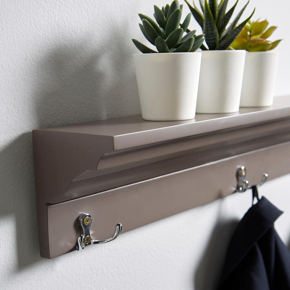 Wall Mounted Coat Rack 3 Hooks Hallway Entryway Hanging Wooden Storage Shelf - Picture 3 of 4