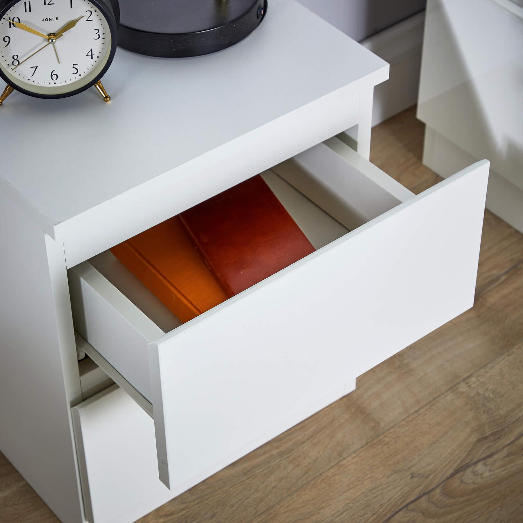 Mesita de noche moderna con 2 cajones mueble dormitorio - Imagen 19 de 21
