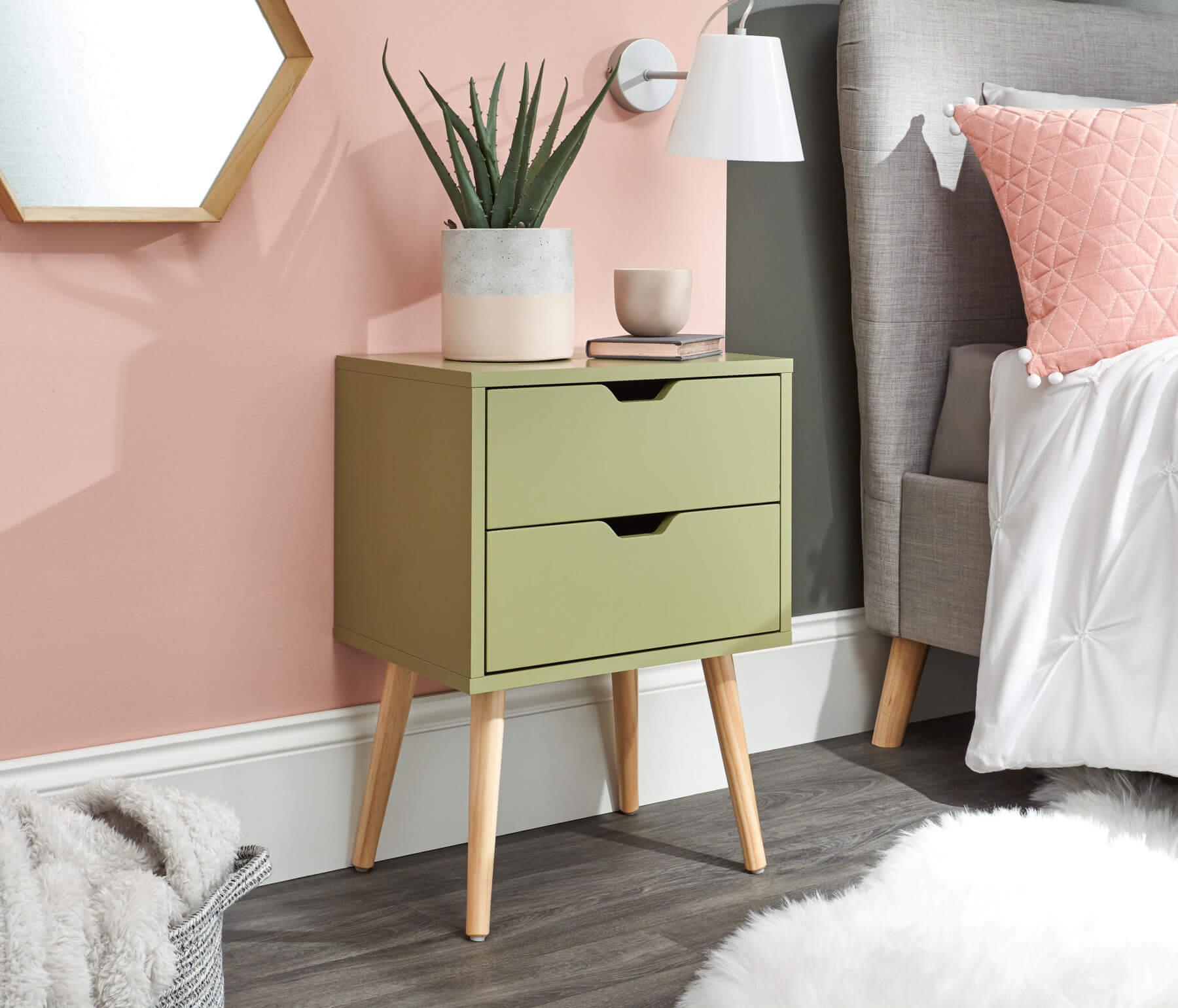 Bedside Tables 2 Drawer Nightstand Scandinavian Style