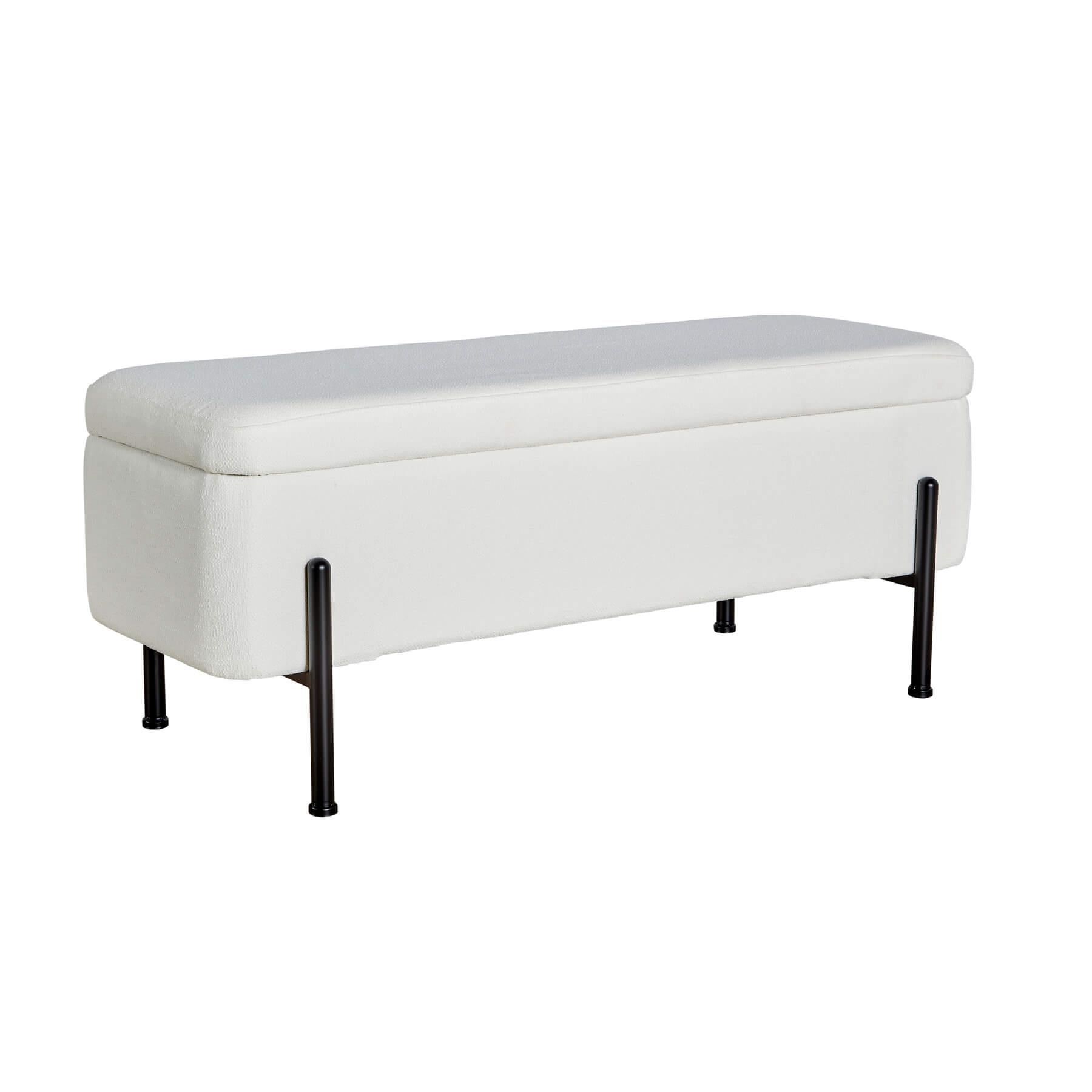 Storage Ottoman Seat Velvet Metal Legs Compact Storage Bedroom Home Furniture - Picture 54 of 55