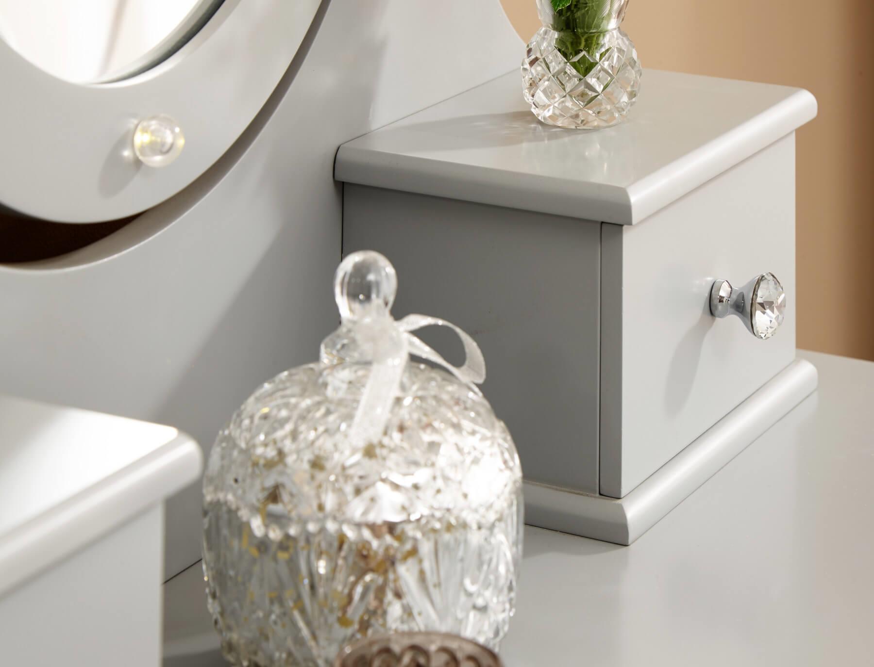 Grace LED Dressing Table 3 Drawer Stool Grey Makeup Mirror