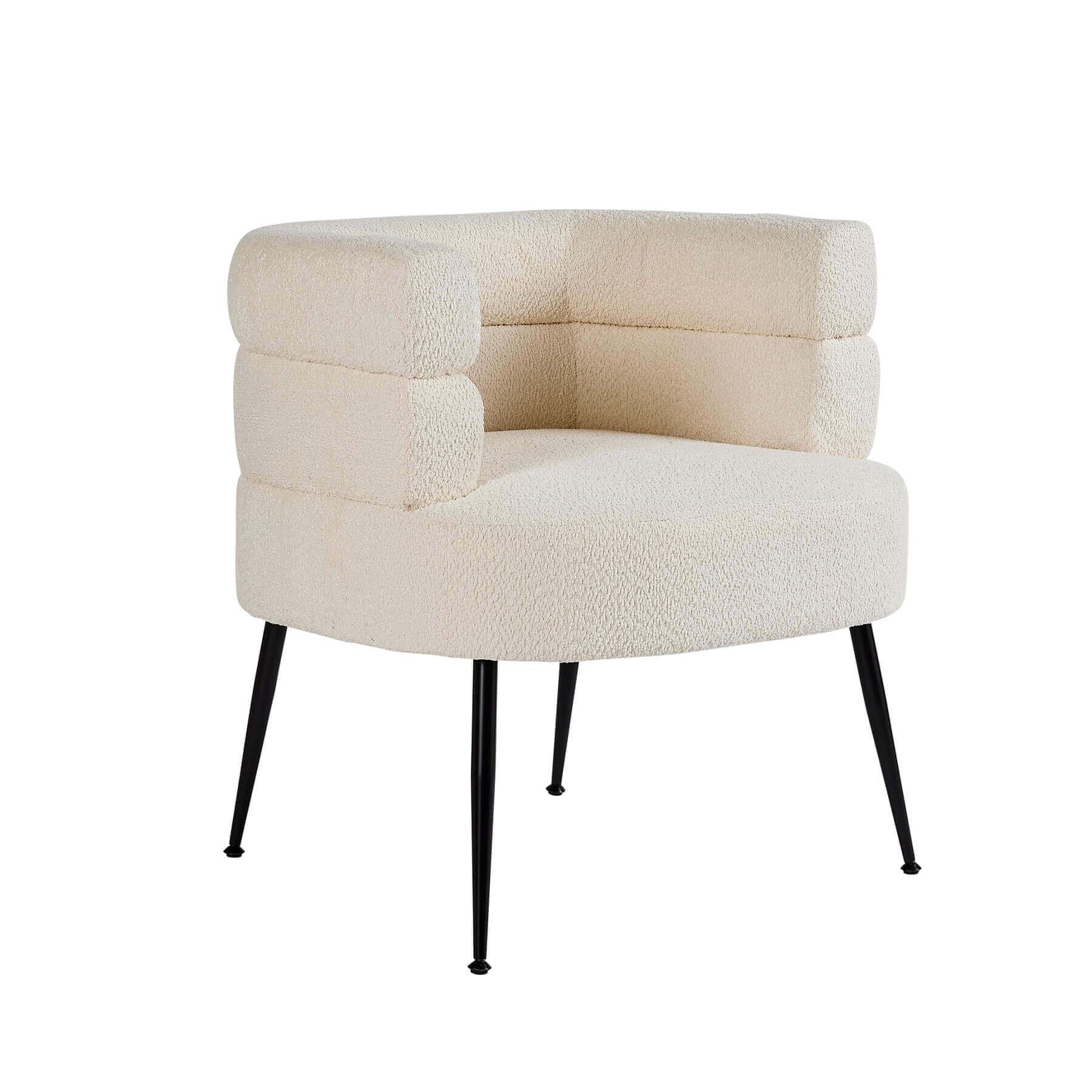 Barrel Boucle Teddyfell Akzent Stuhl Modern Home Living Sitzmöbel - Bild 10 von 30