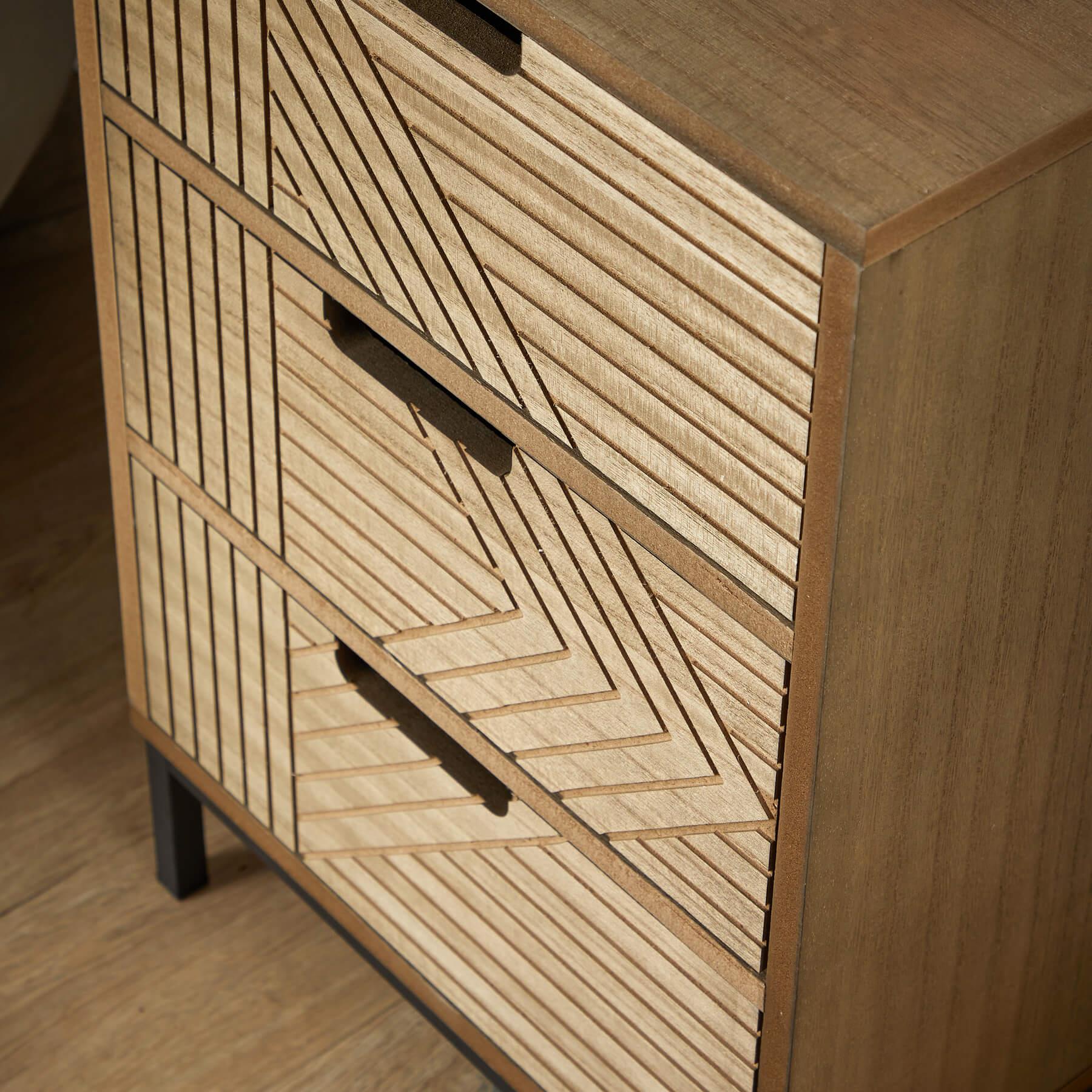 Solid Chest 3/4 Storage Drawers Geometric Design Bedroom Clothing Organiser Unit - Picture 9 of 22