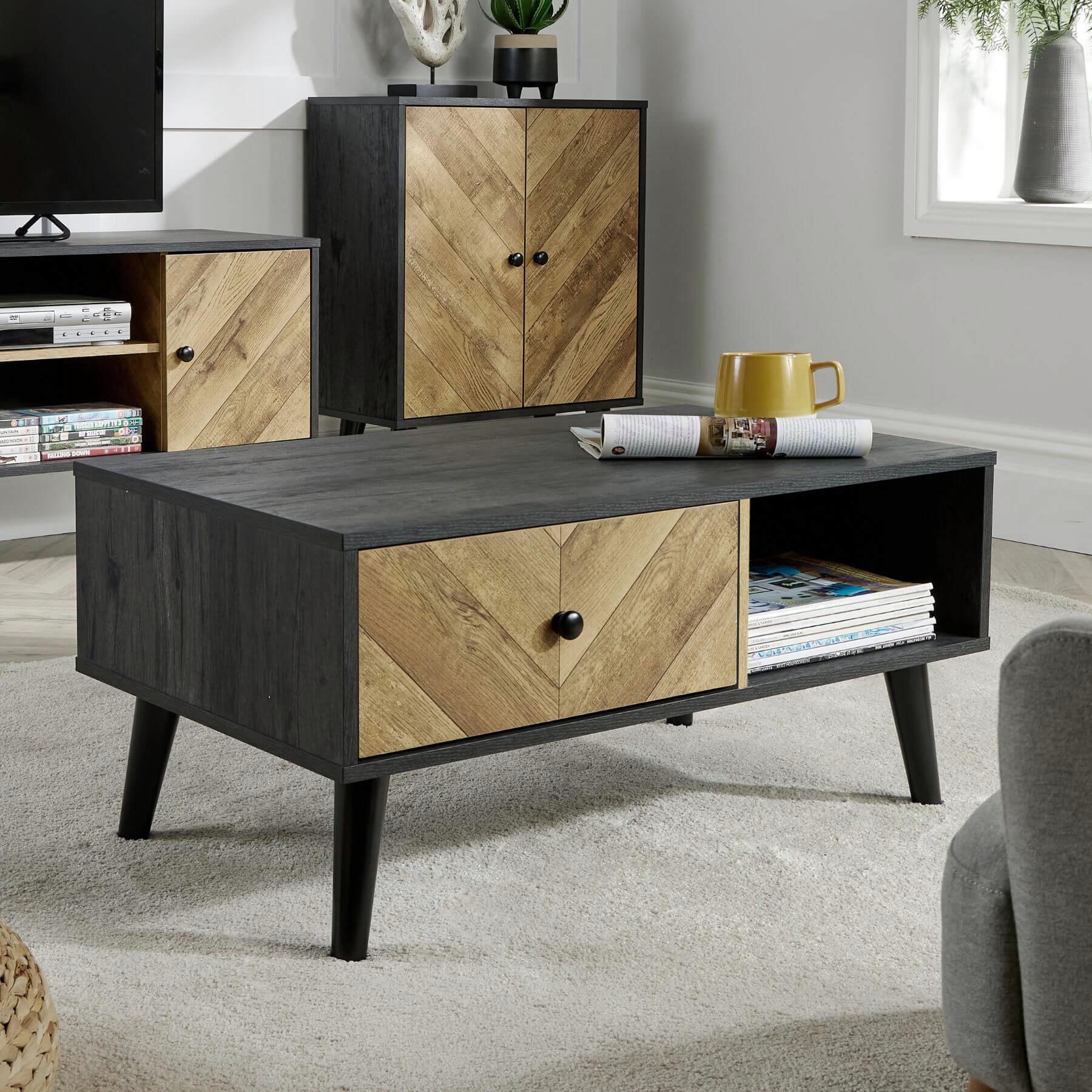 Coffee Table Rectangular 1 Drawer Open Storage Home Living Room Furniture Unit - Picture 3 of 23