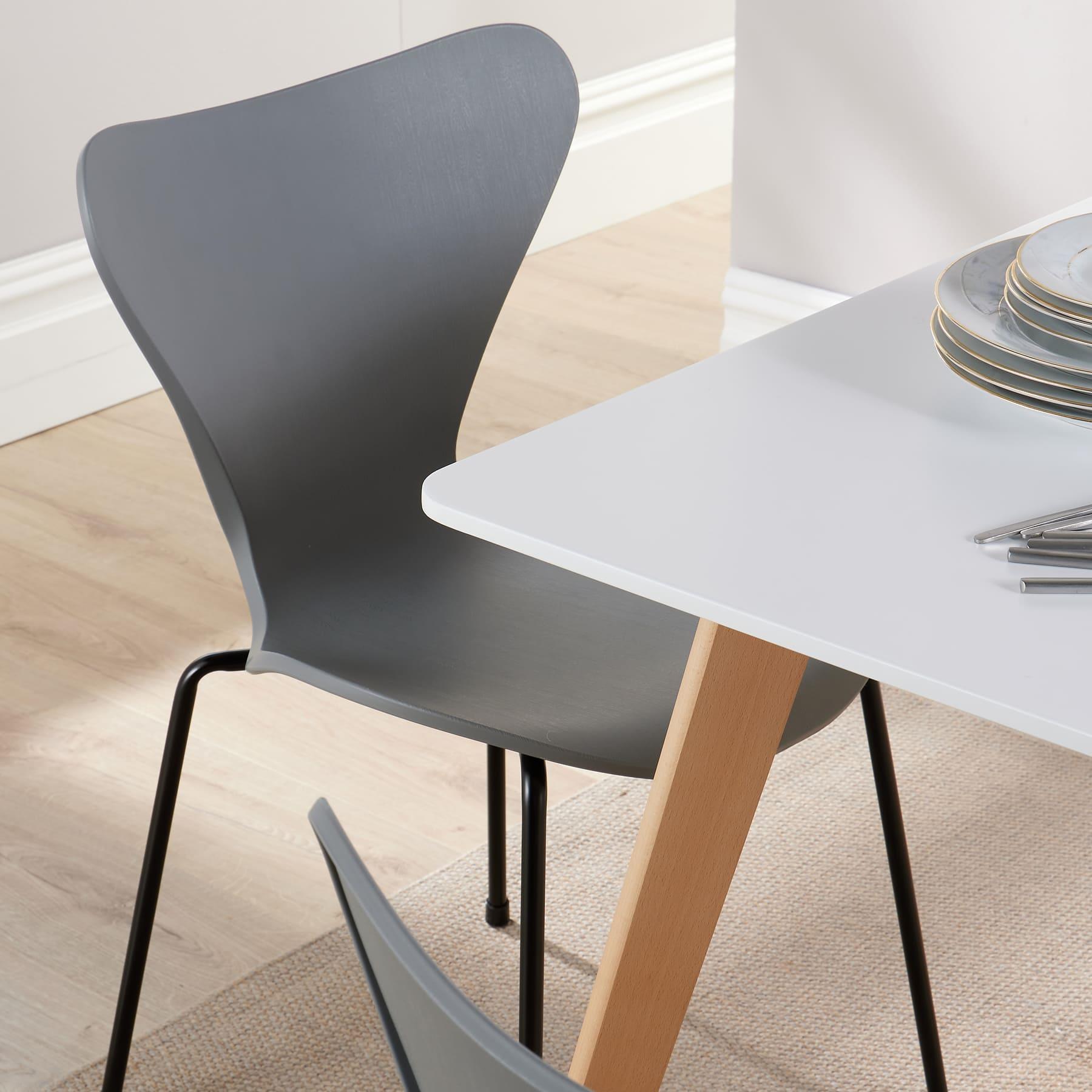 Dining Table Set - 120cm White Top Wooden Legs With 4 Kitchen Chairs Furniture - Picture 40 of 79