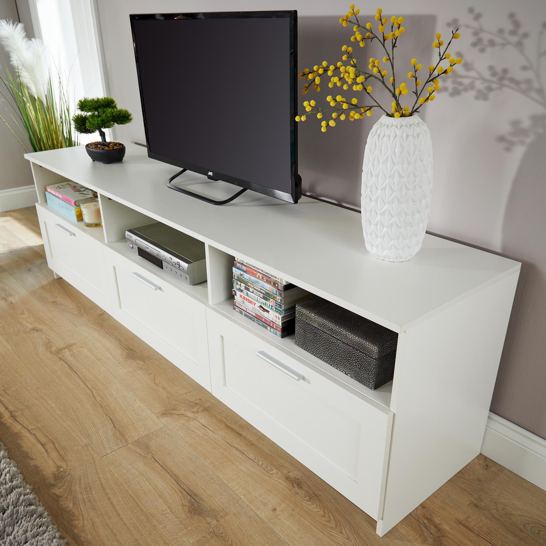 TV Floor Stand with 2 / 3 Drawers Modern Media Console Living Room Storage - Picture 10 of 14
