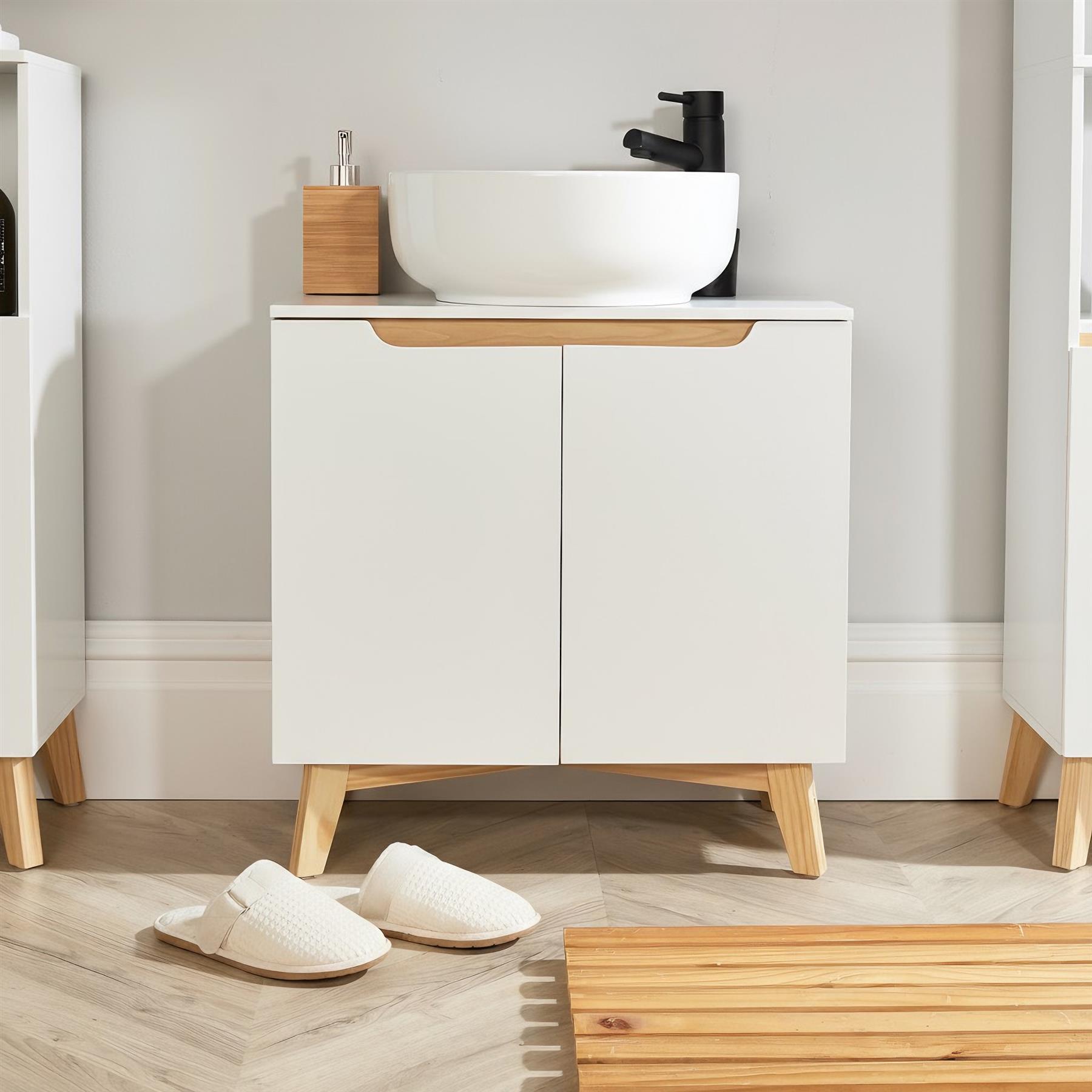 Under Sink Basin Unit Bathroom Storage Cupboard Shelving Furniture Unit - Picture 10 of 15