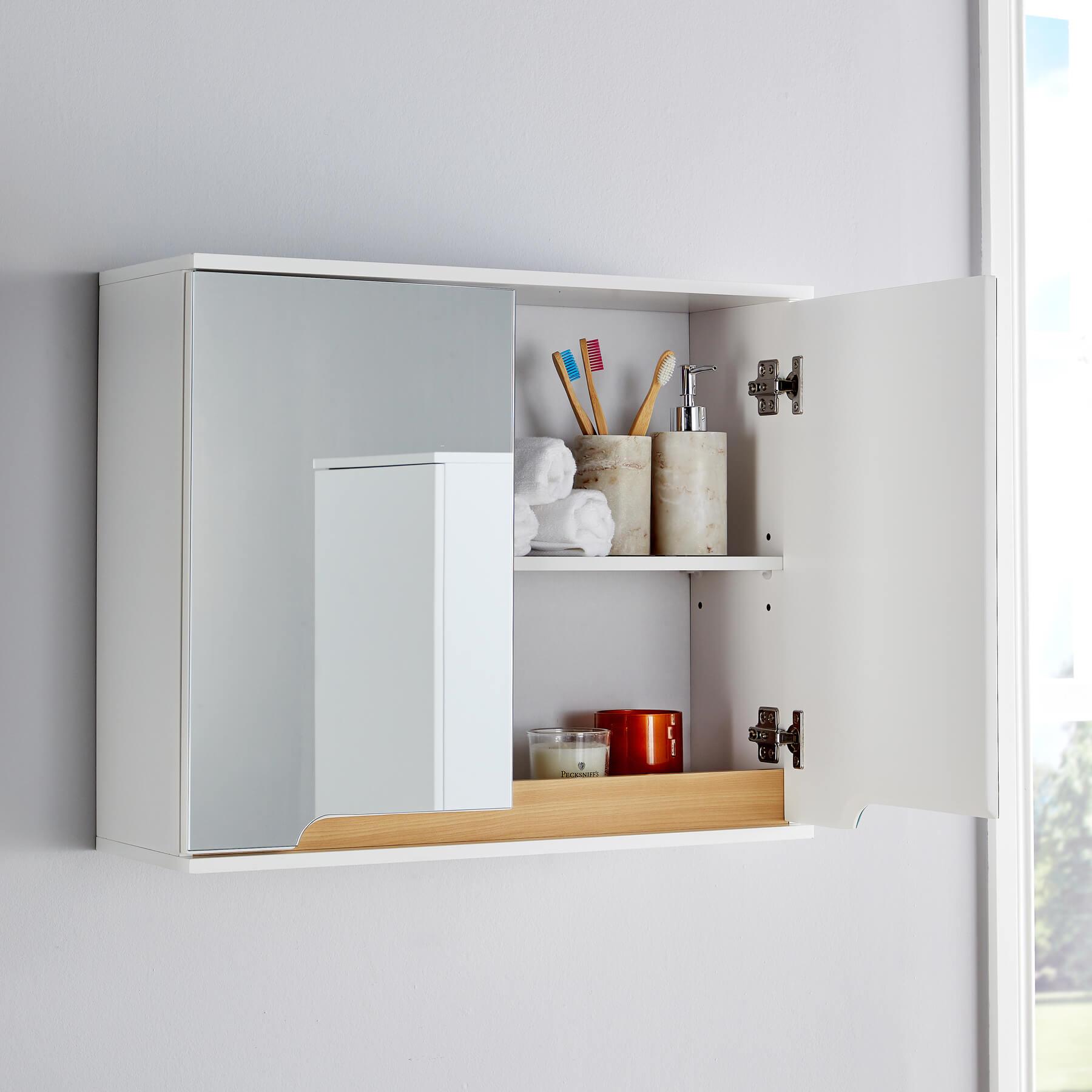 Badschrank Wandmontage Aufbewahrung Regal Organizer Schrank Waschtischunterschrank Weiß - Bild 4 von 16
