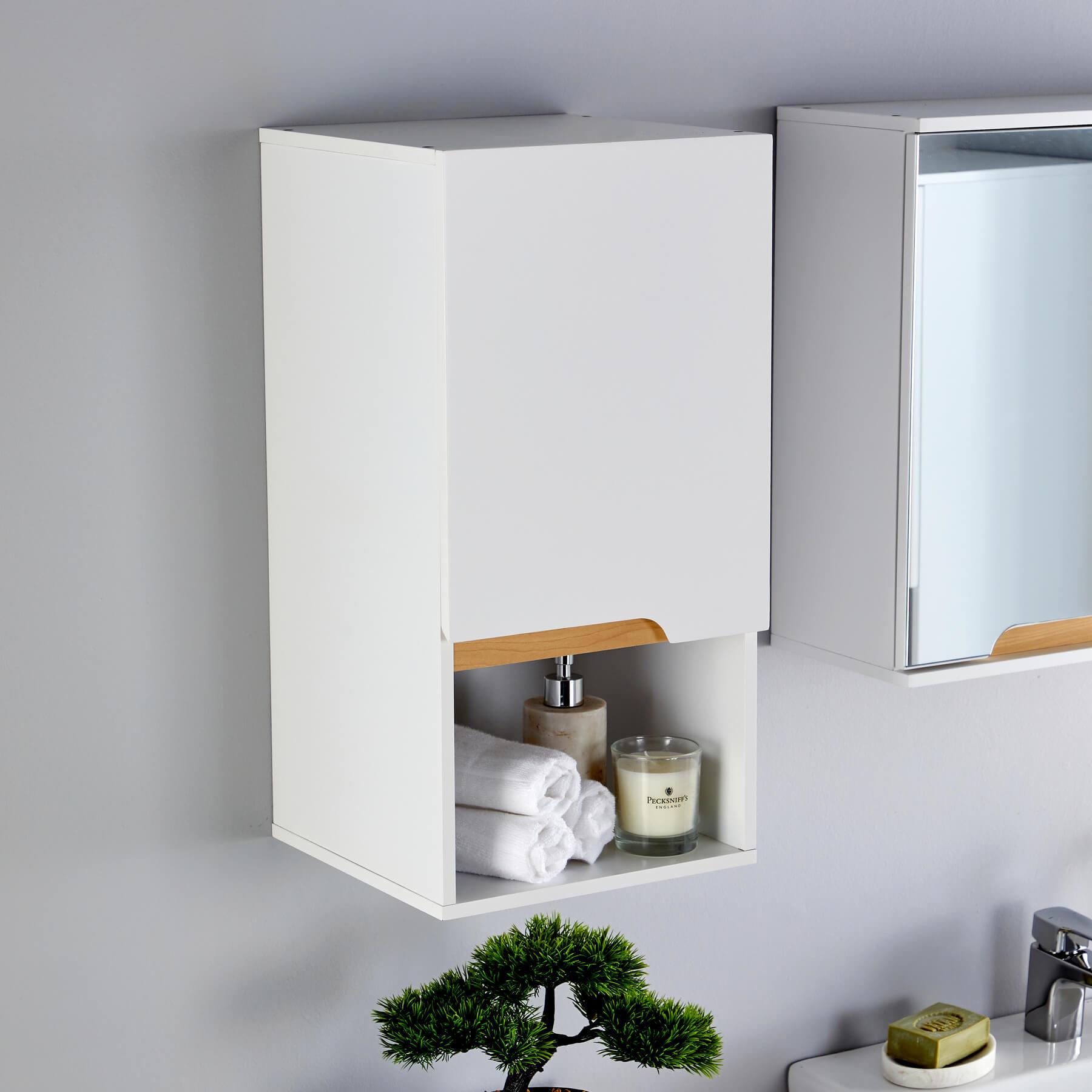 Badschrank Wandmontage Aufbewahrung Regal Organizer Schrank Waschtischunterschrank Weiß - Bild 10 von 16