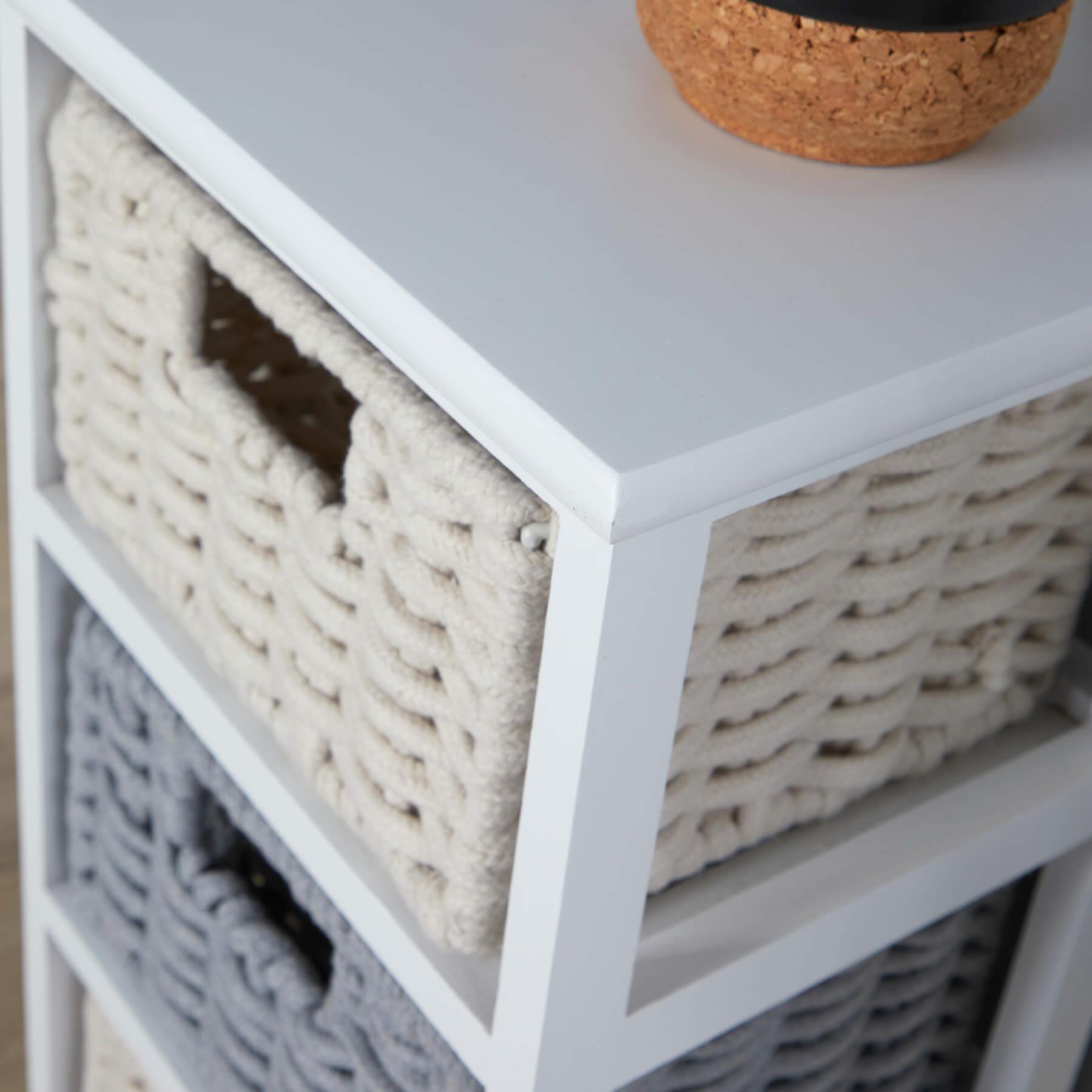 Chest 3/4 Drawers Storage Organiser Coastal Style Woven Basket Fully Assembled - Picture 5 of 17