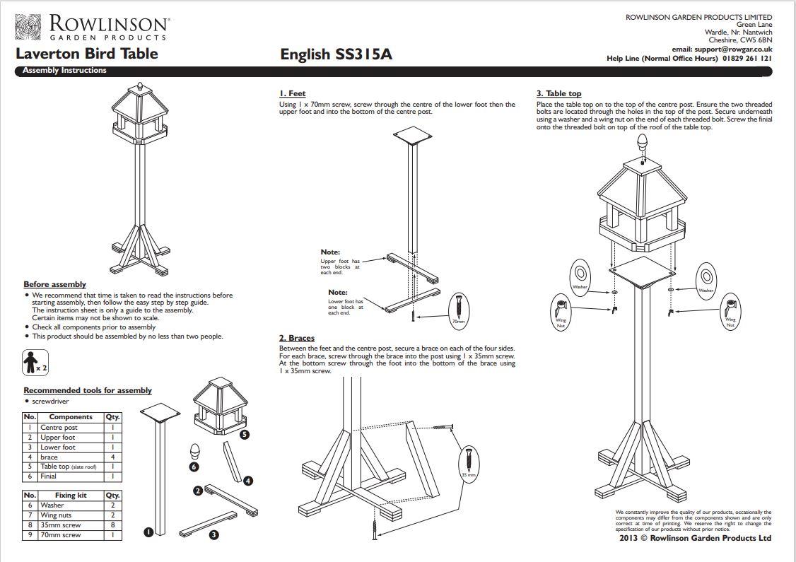 Rowlinson Laverton Traditional Wooden Bird Table for sale online eBay