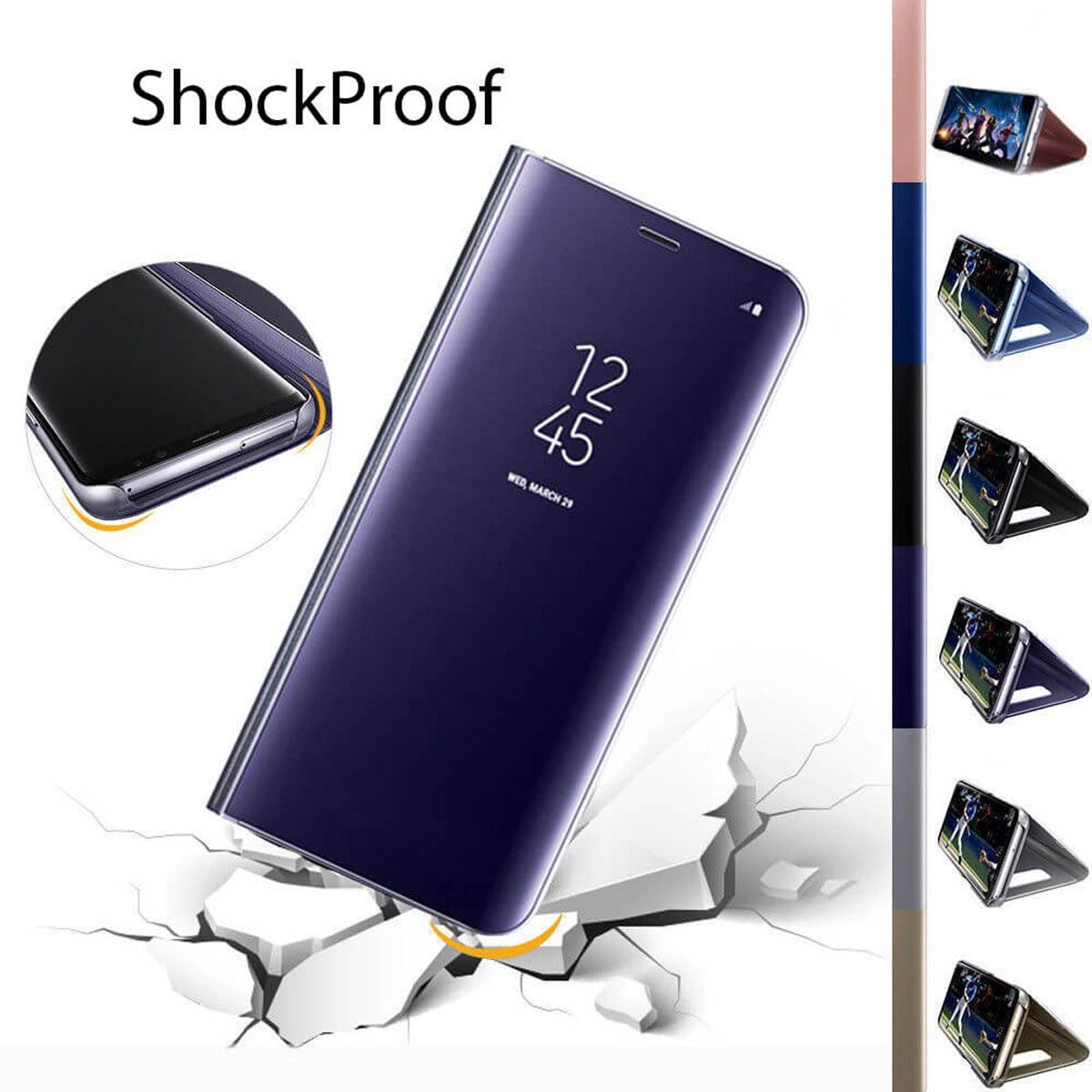 For Samsung Galaxy S10 S9 S8 + Smart View Mirror Leather