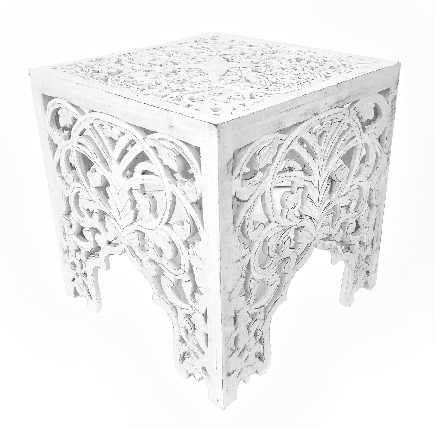 Beautiful Square Carved Indian Wooden Side End Coffee Table eBay