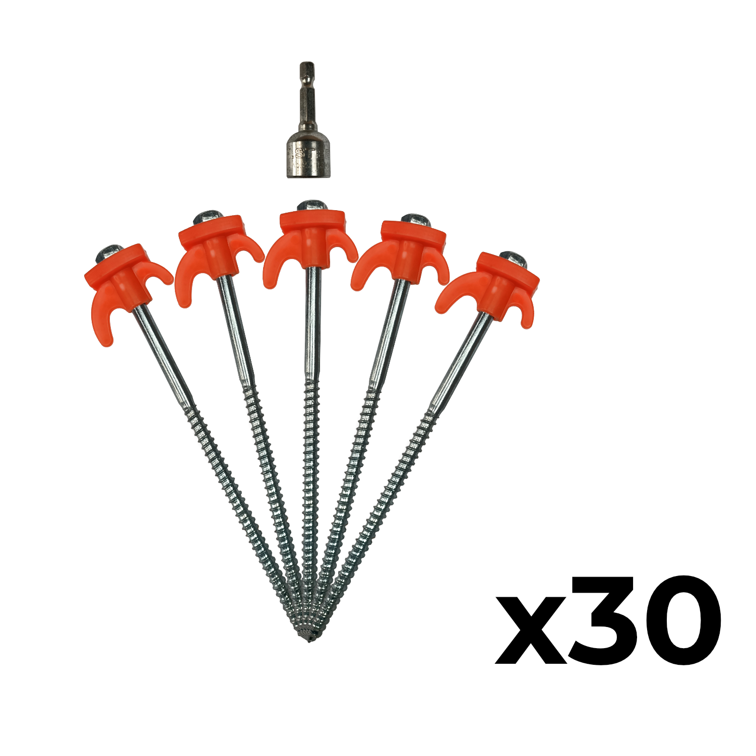 TENT PEG CAMPING GARDEN STAKE CORKSCREW DRILL SCREW U SHAPE GLOW IN THE