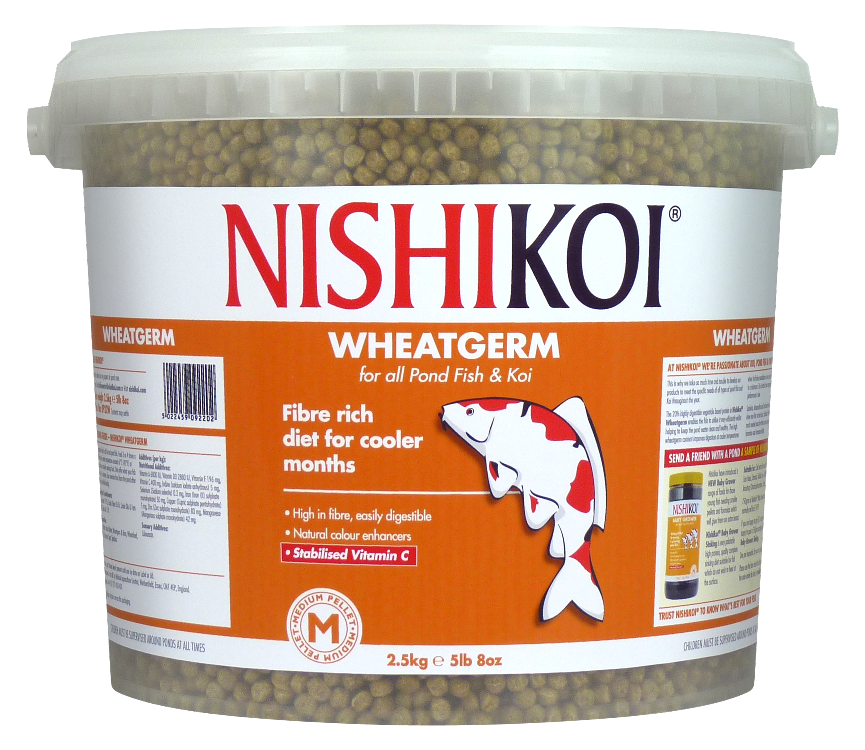 2.5KG WHEATGERM NISHIKOI MEDIUM PELLET FISH FOOD DIET KOI POND FLOATING