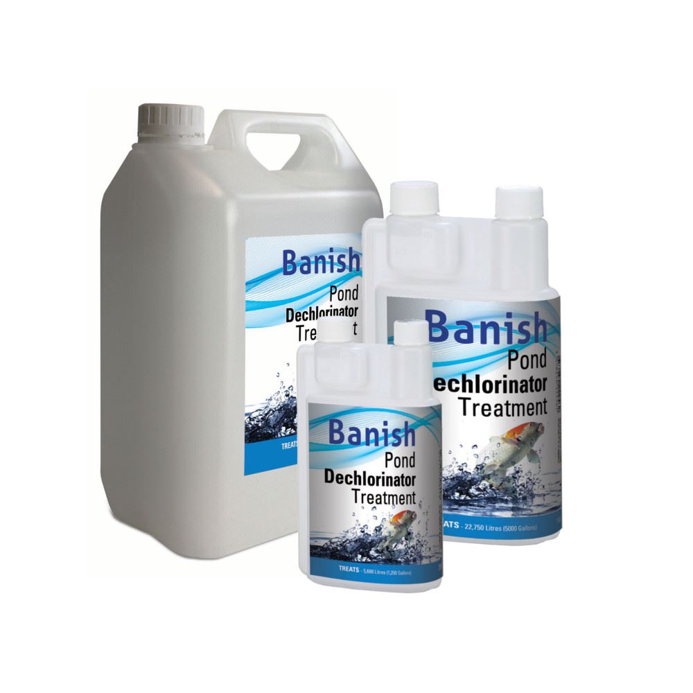 BANISH POND DECHLORINATOR TAP WATER TREATMENT SAFE CONDITIONER KOI FISH