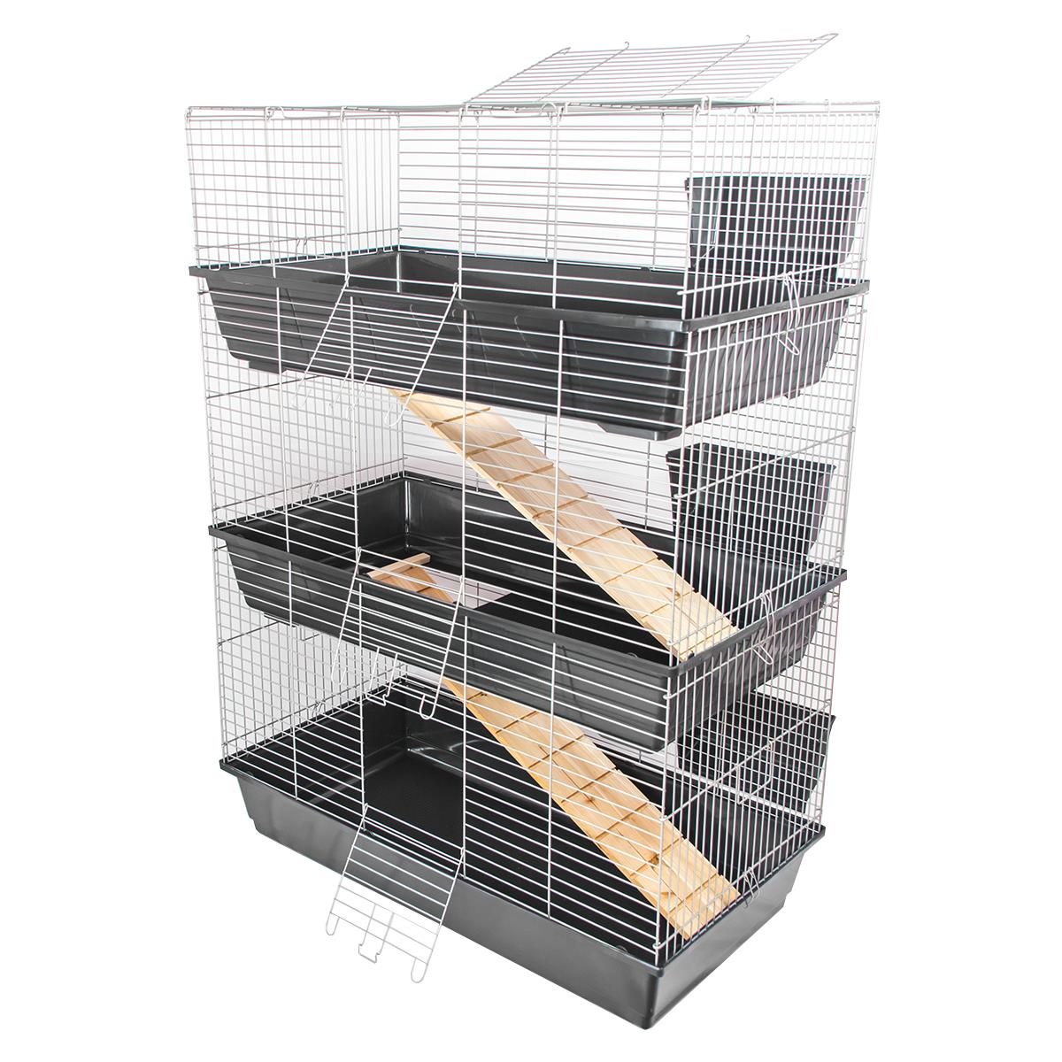 3 TIER TRIPLE LEVEL LARGE INDOOR RABBIT GUINEA PIG CAGE HUTCH RAT ENCLOSURE - Picture 11 of 16