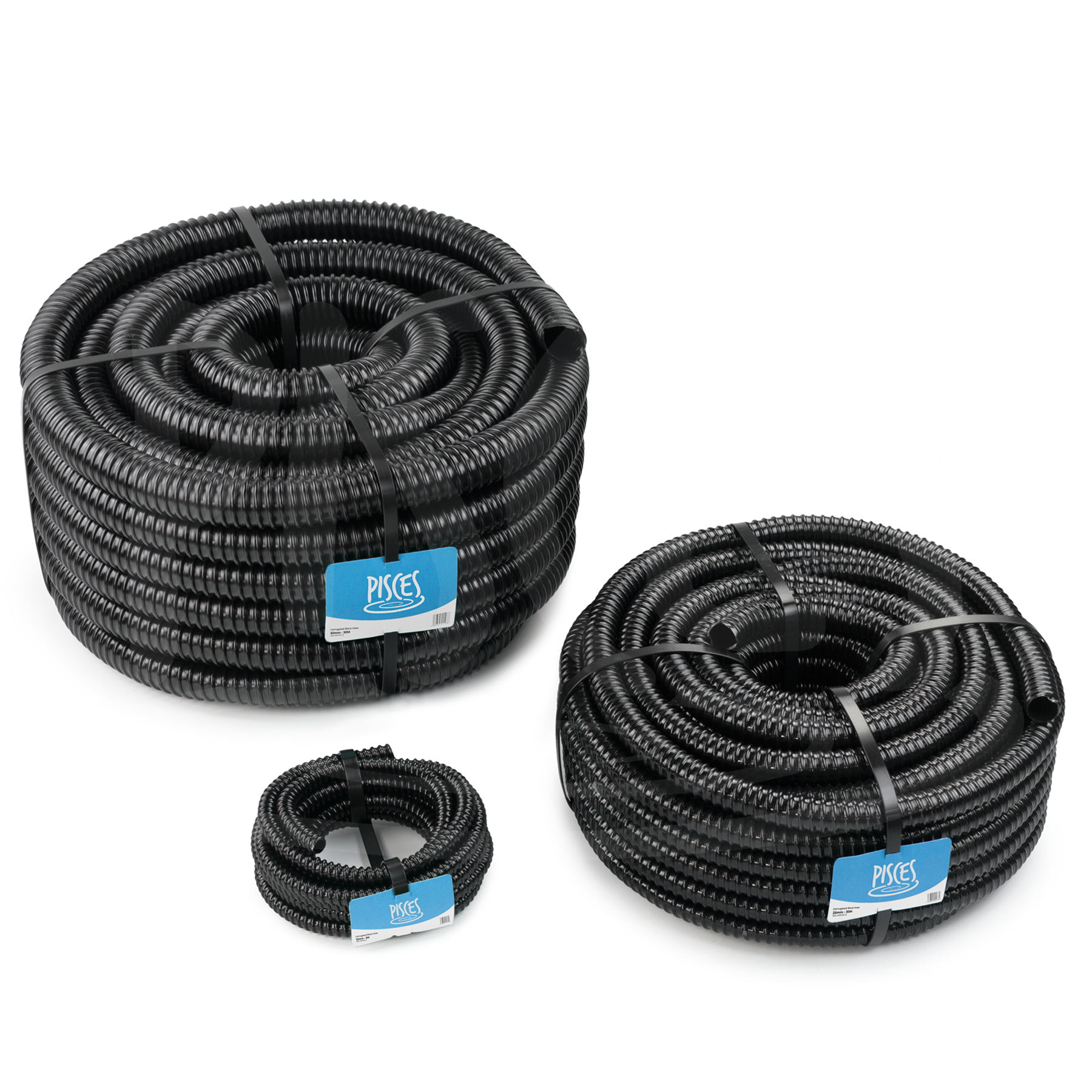 CORRUGATED FLEXIBLE BLACK POND HOSE PIPE WITH CLIPS HOSEPIPE GARDEN WATER BUTT - Produktbild 9