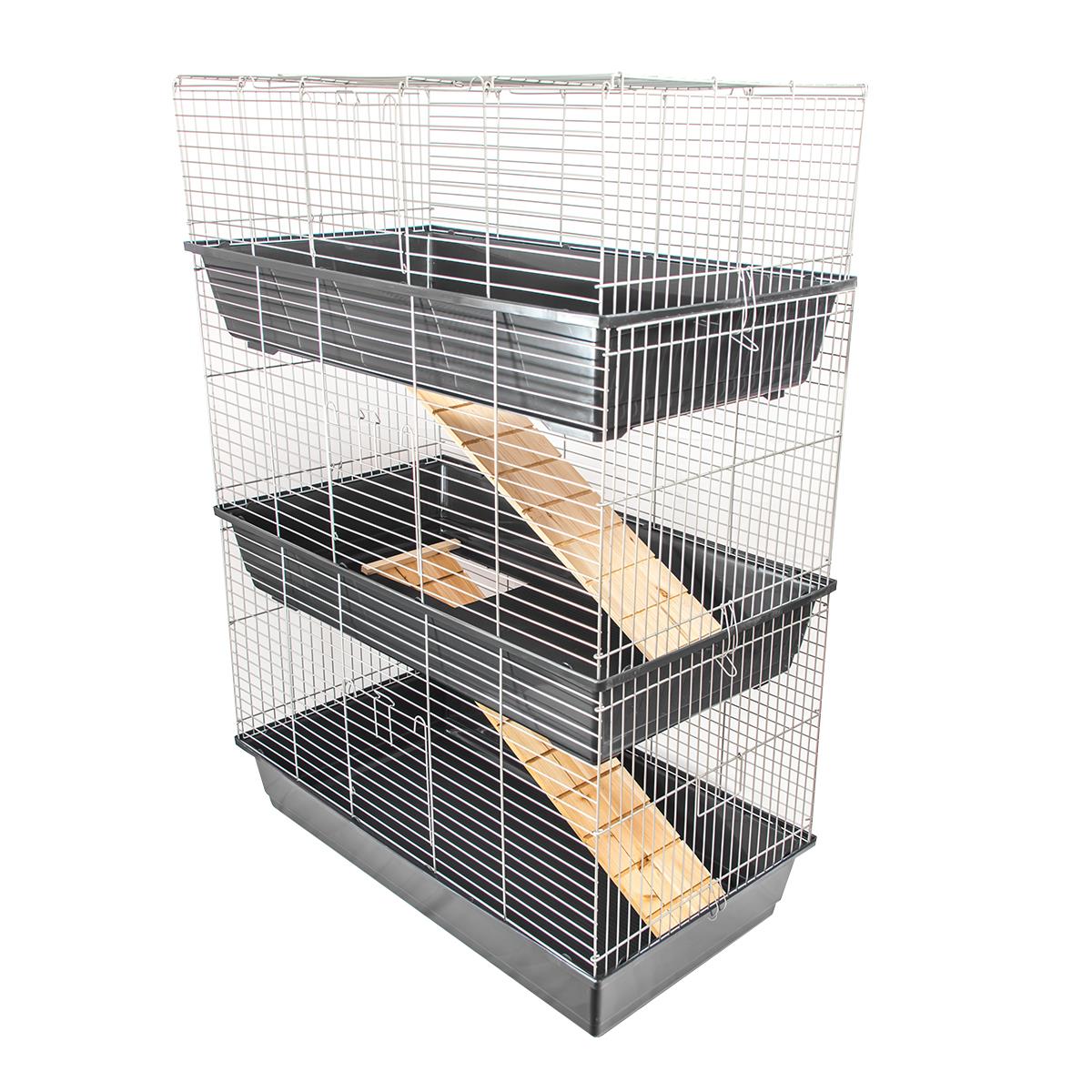 3 TIER TRIPLE LEVEL LARGE INDOOR RABBIT GUINEA PIG CAGE HUTCH RAT ENCLOSURE - Picture 10 of 16