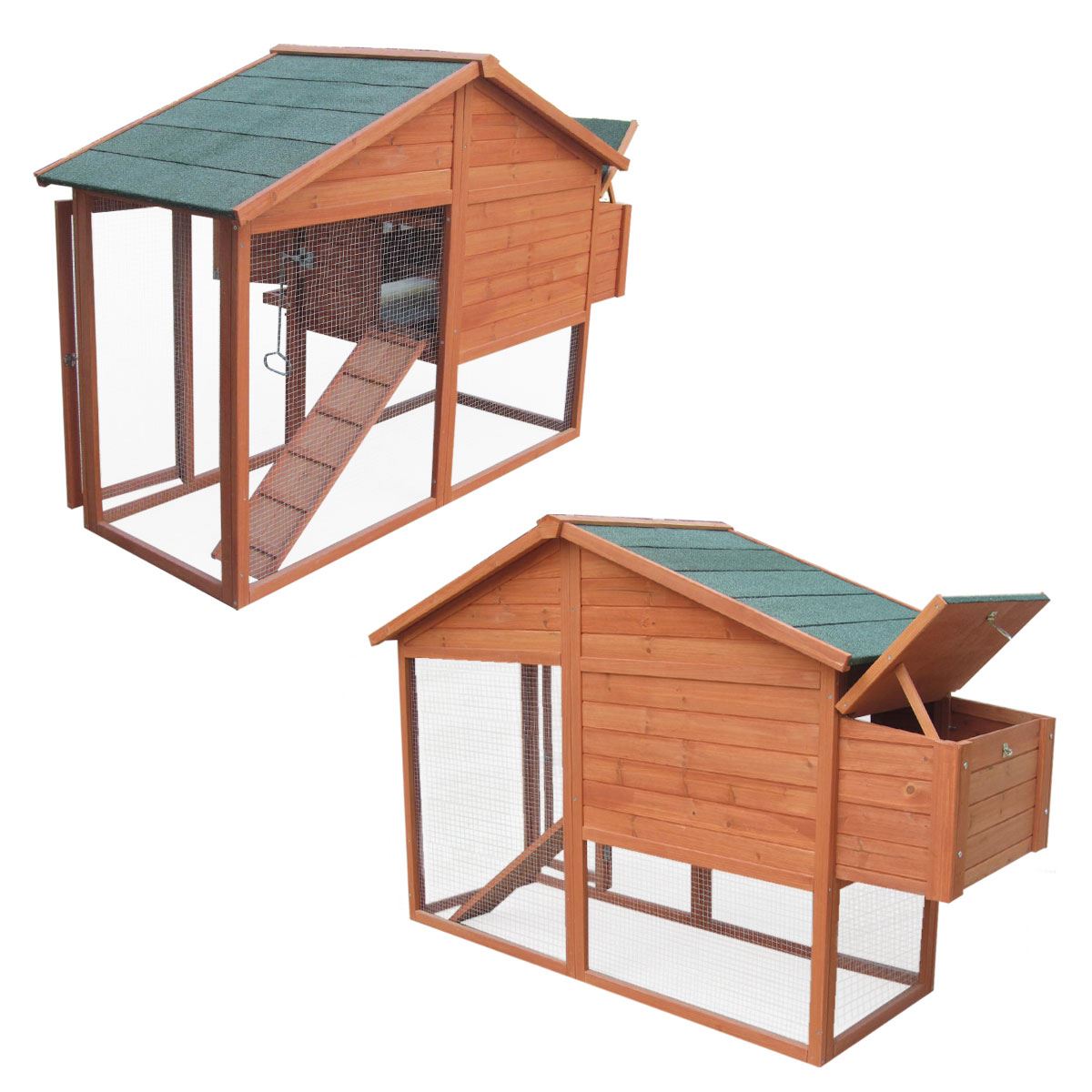 MALAGA LARGE CHICKEN COOP WITH RUN AND NEST BOX HEN DUCK RABBIT HOUSE