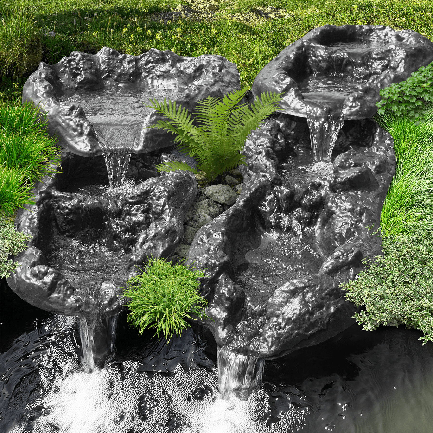 fish pond waterfall accessories NFESOLAR Kit with 12.2" W Stainless Steel Waterfall Spillway Designed for ease of installation Small Pond Waterfall Ideas &amp;
