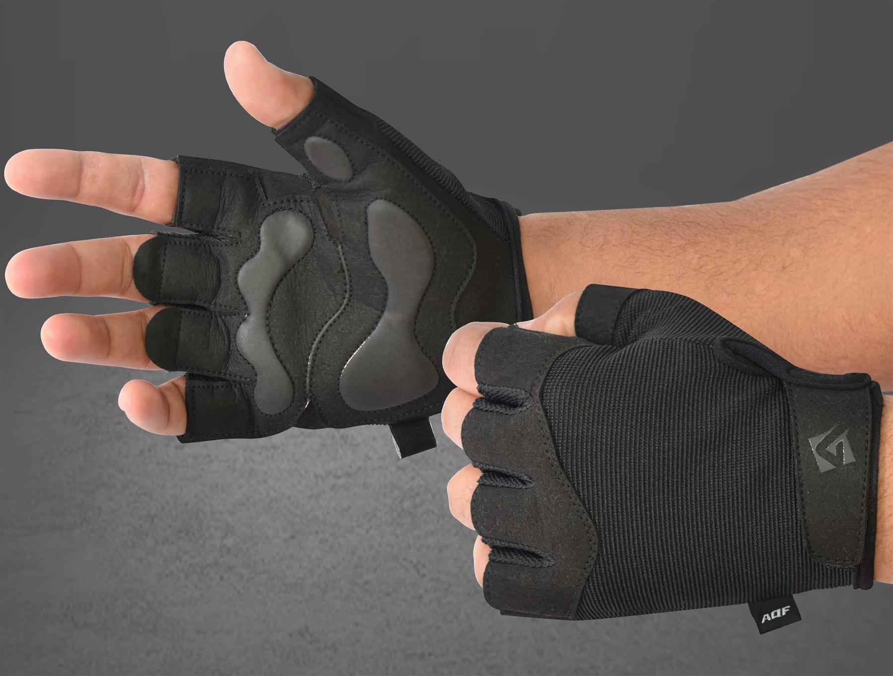 AQF Weight Lifting Gym Gloves Training Workout Fitness Gloves Padded Palm Grip - Picture 14 of 33