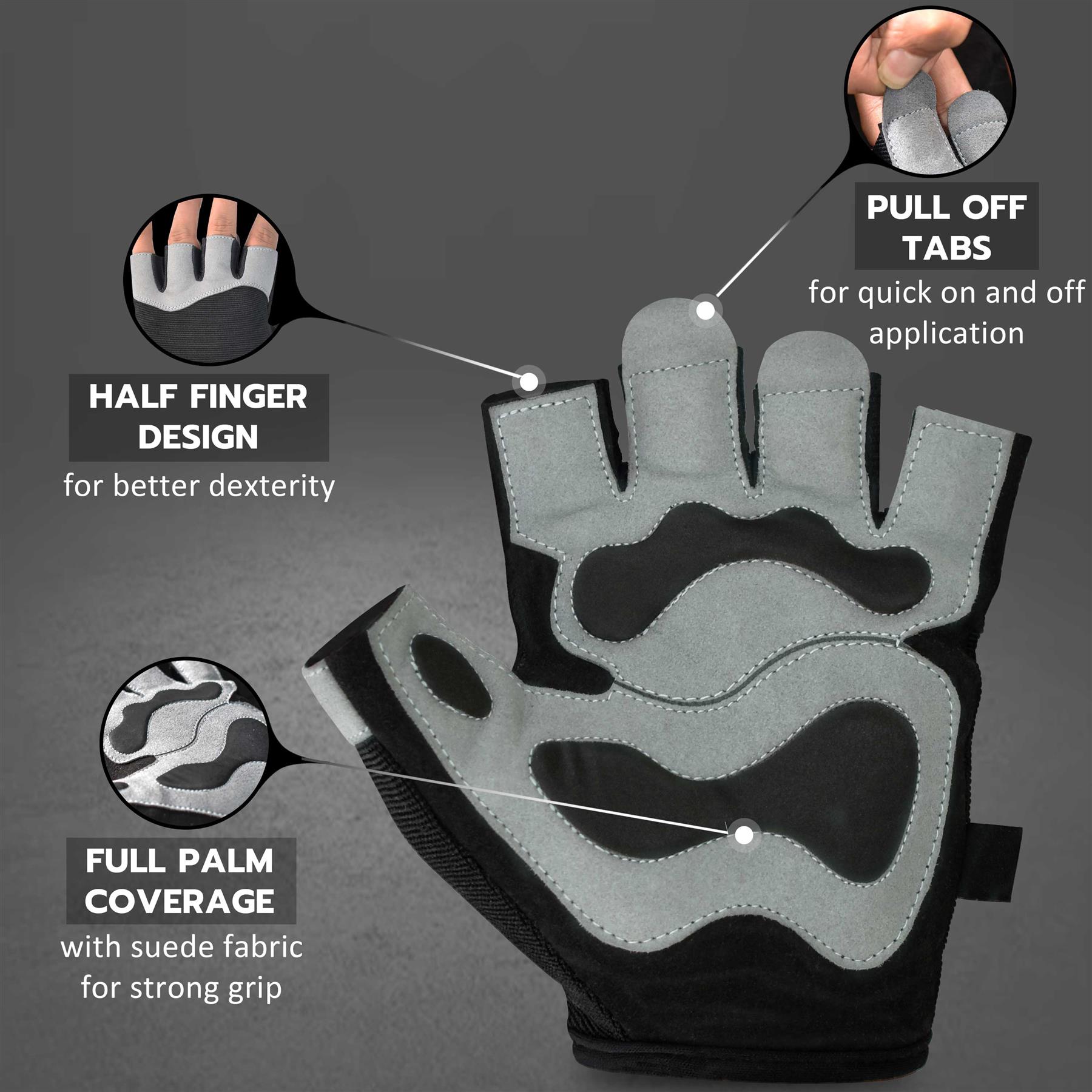 AQF Weight Lifting Gym Gloves Training Workout Fitness Gloves Padded Palm Grip - Picture 21 of 33