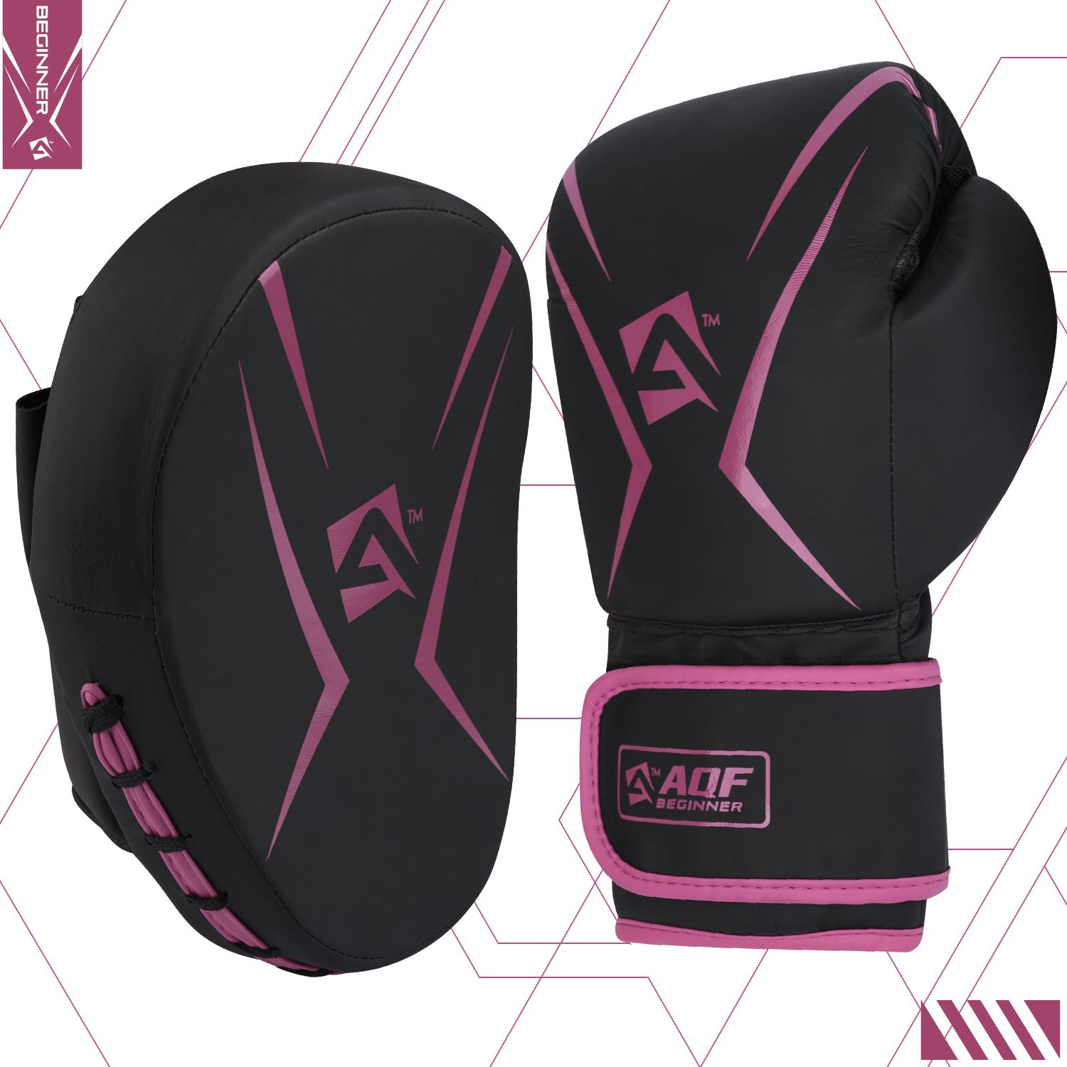 AQF Boxing Gloves and Focus Pads Set Hook & Jabs Mitts Punch Gym Training MMA - Picture 26 of 37