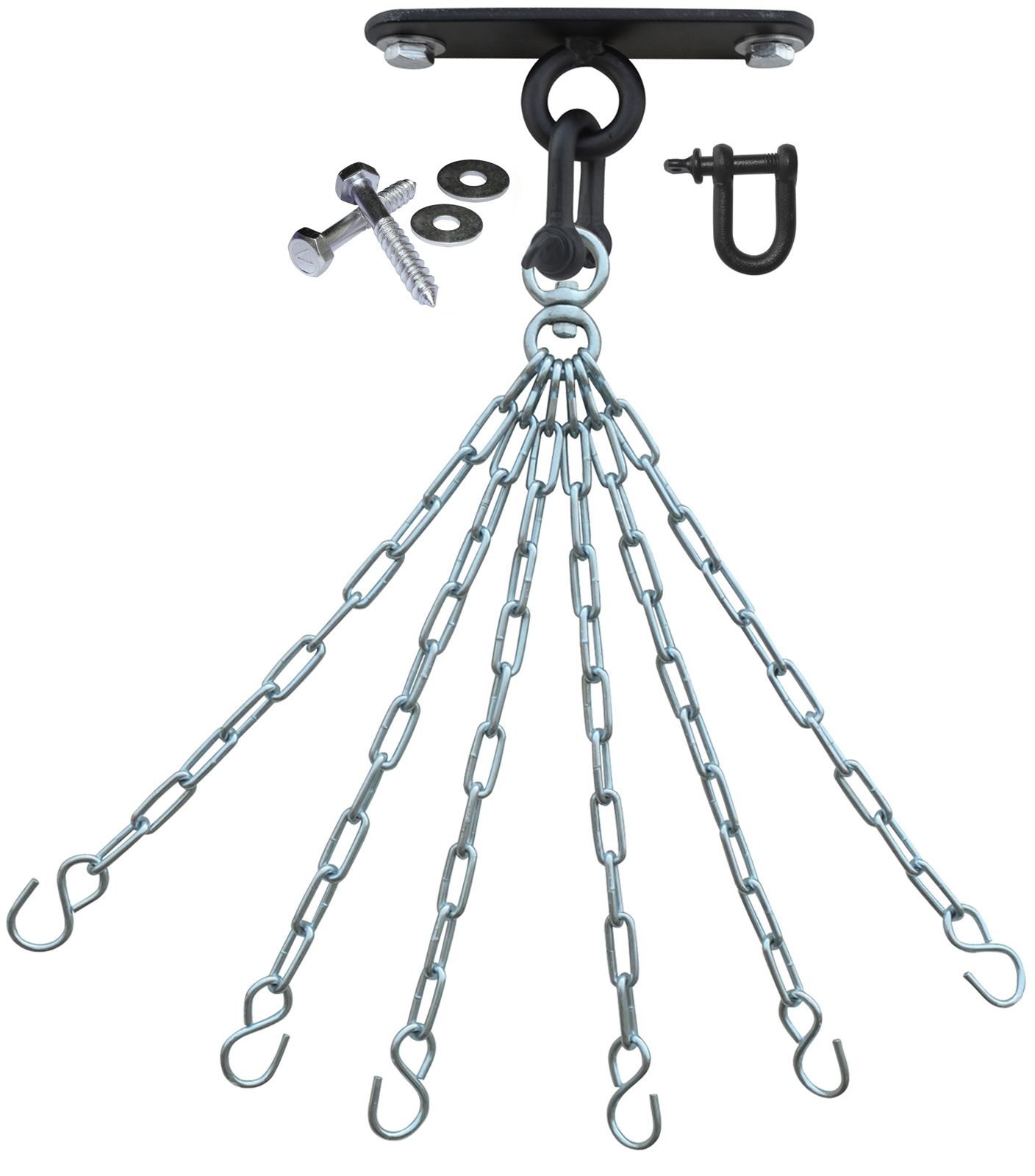 AQF Heavy Duty Boxing Punch Bag Iron Hook 6 Panel Chains Wall Mount