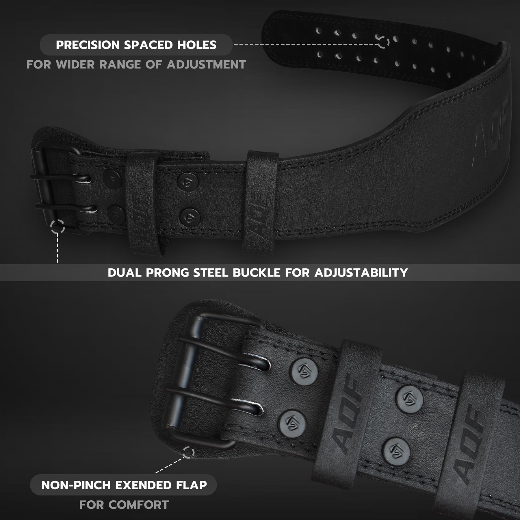 AQF 7mm Leather Weight Lifting Belt 4" Padded Lumbar Back Support Gym Fitness - Picture 19 of 21