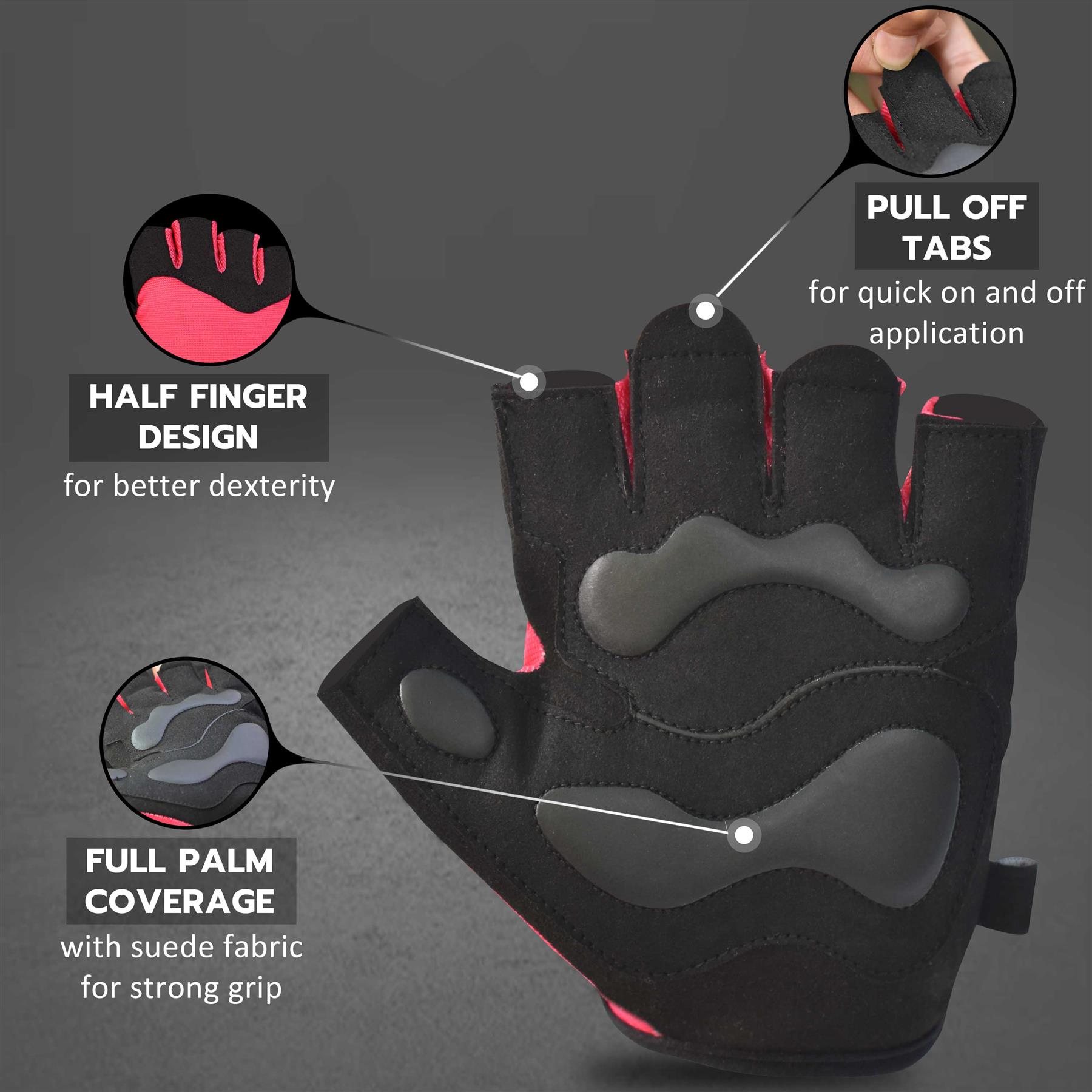 AQF Weight Lifting Gym Gloves Training Workout Fitness Gloves Padded Palm Grip - Picture 29 of 33