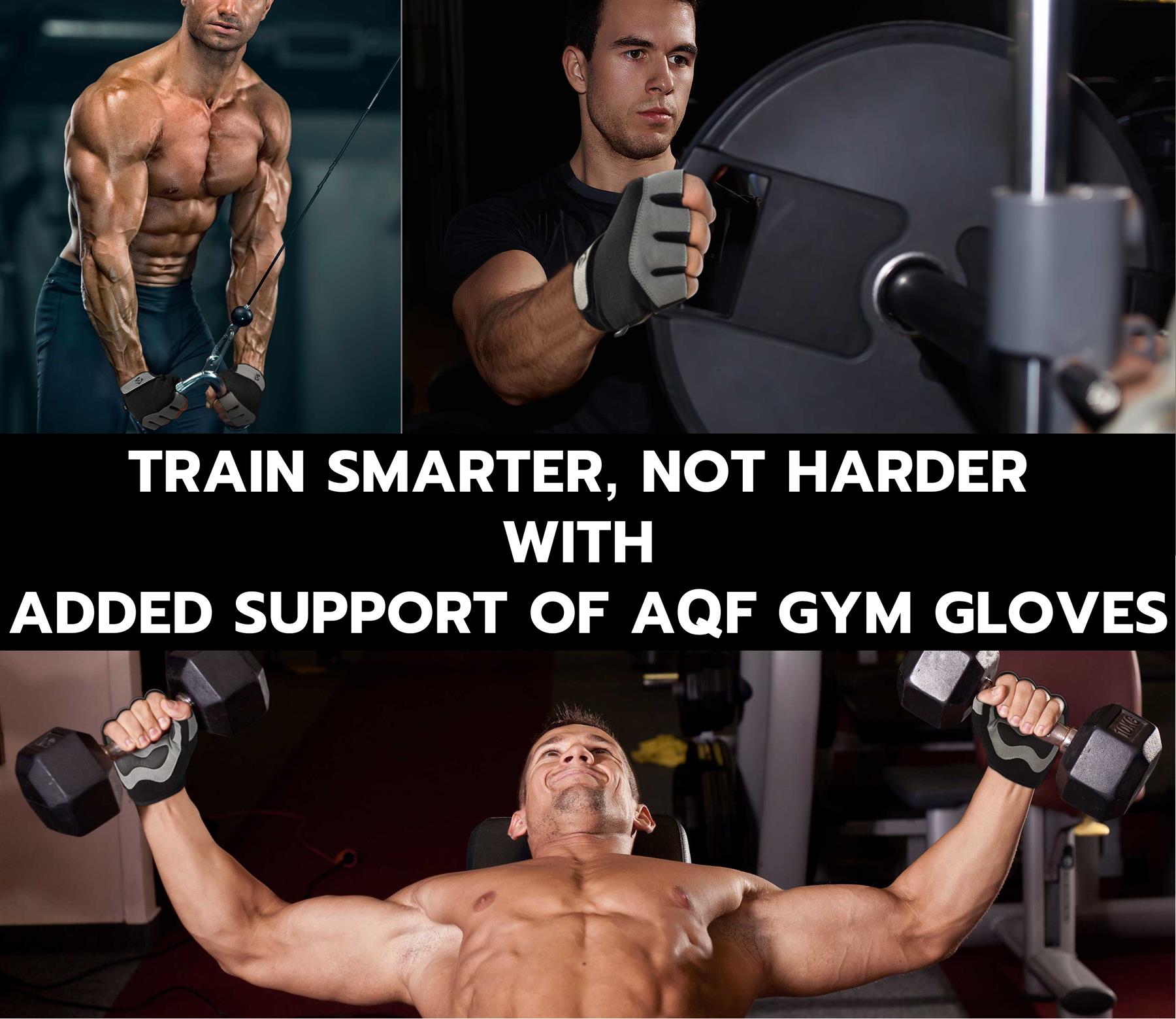 AQF Weight Lifting Gym Gloves Training Workout Fitness Gloves Padded Palm Grip - Picture 25 of 33