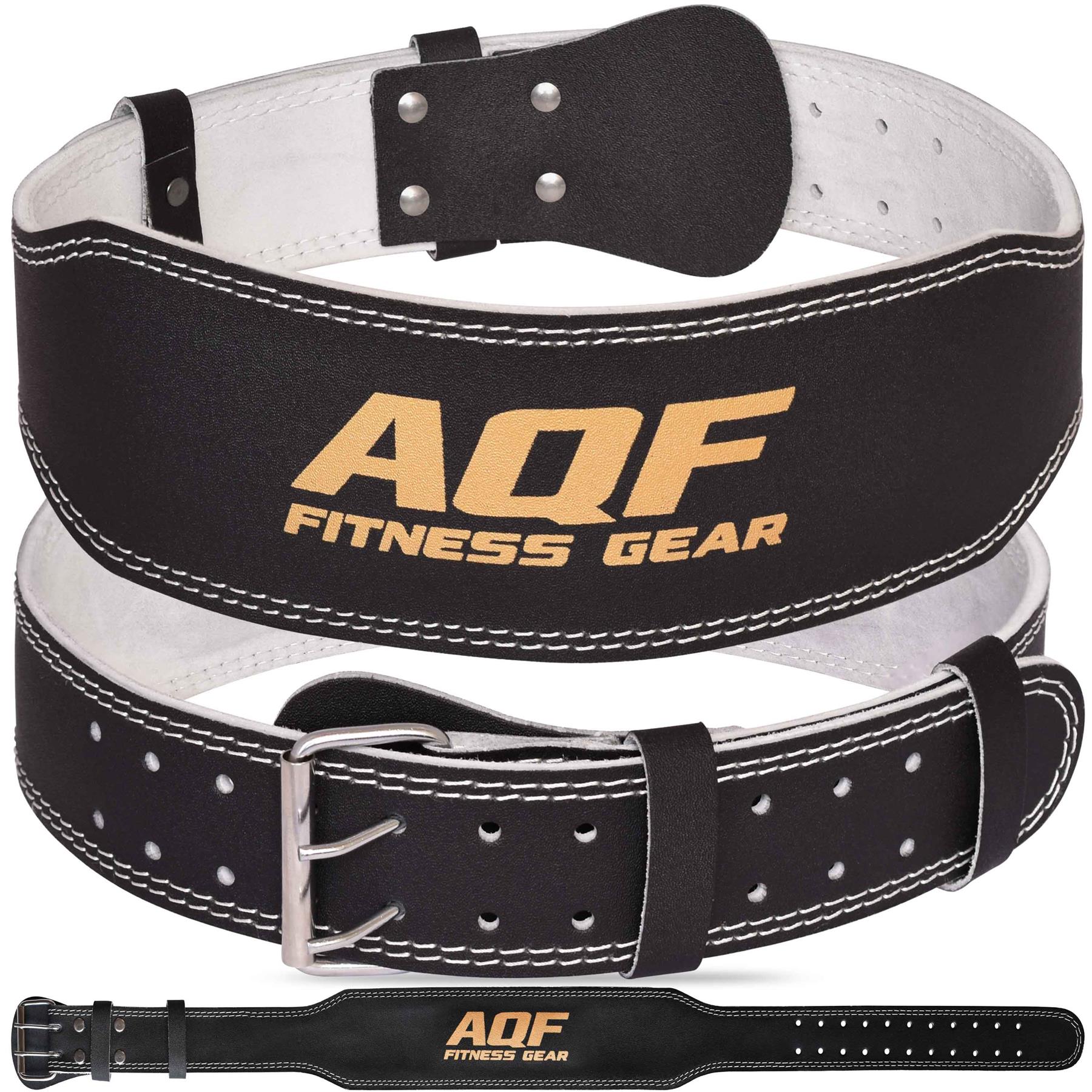 AQF 7mm Leather Weight Lifting Belt 4" Padded Lumbar Back Support Gym Fitness - Picture 8 of 21