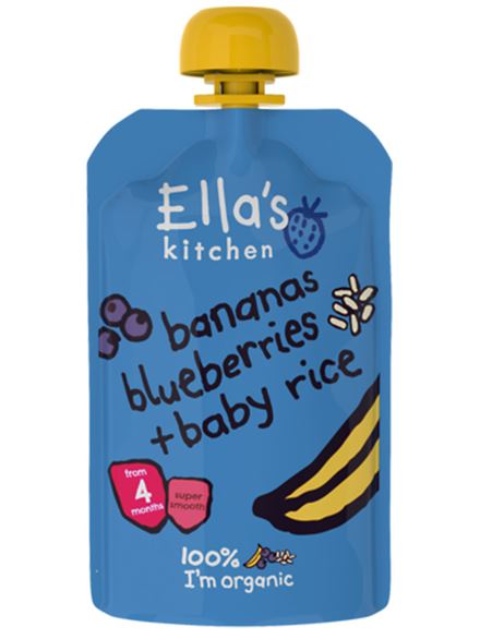 Ella's kitchen banana, Blueberry&Baby Rice Organic 7x 120g (5060107334823)