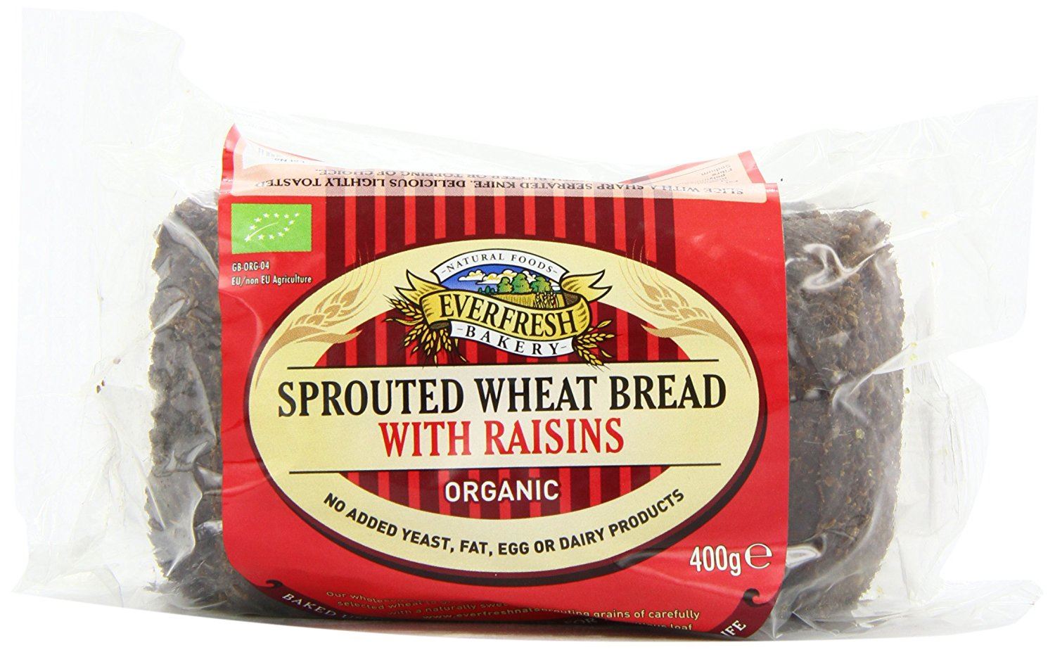 Everfresh Natural Foods Organic Sprouted Wheat Raisin Bread 400g (Pack