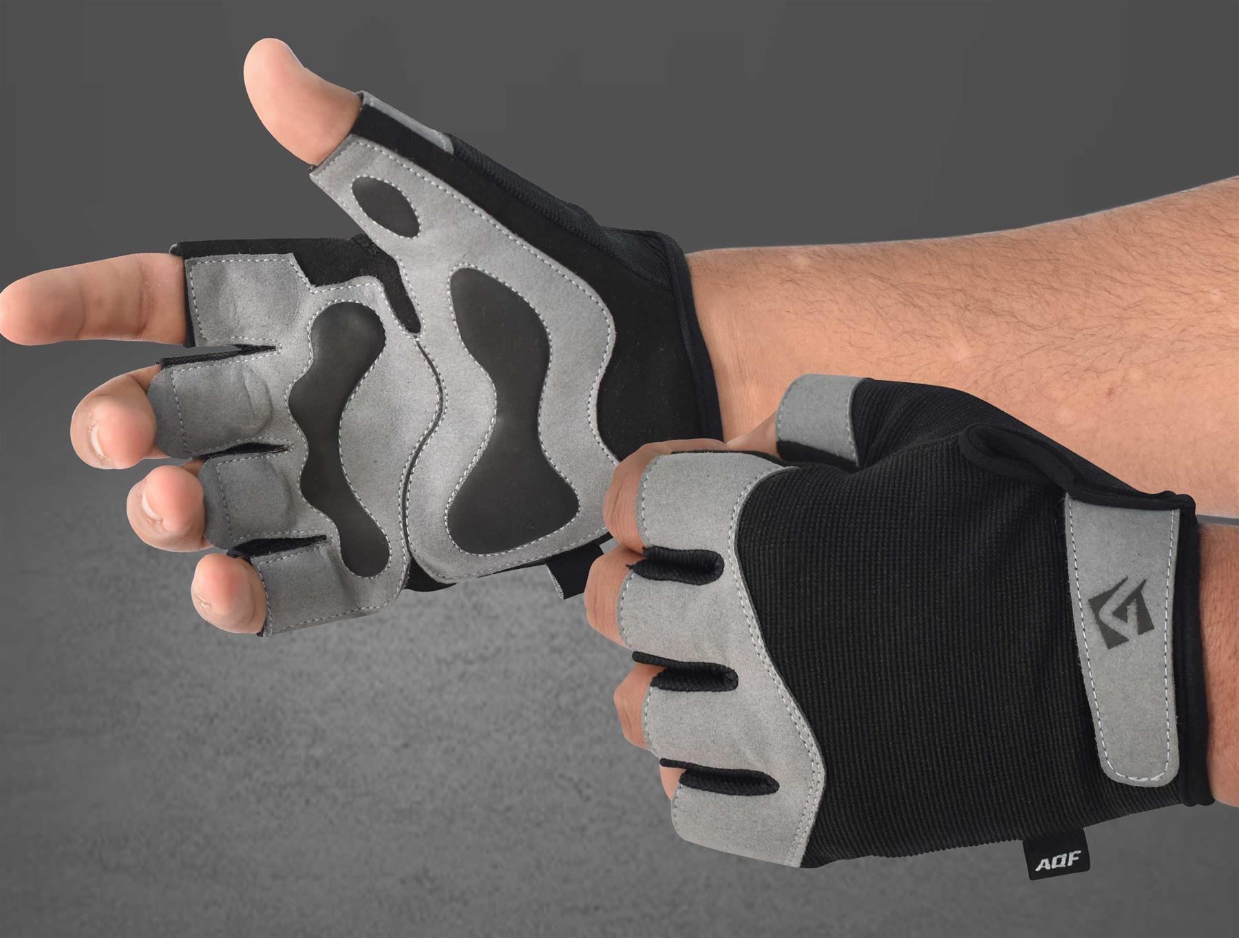 AQF Weight Lifting Gym Gloves Training Workout Fitness Gloves Padded Palm Grip - Picture 22 of 33