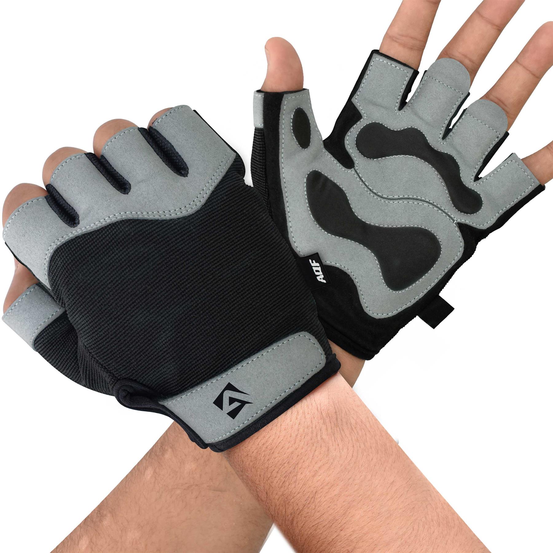 AQF Weight Lifting Gym Gloves Training Workout Fitness Gloves Padded Palm Grip - Picture 18 of 33