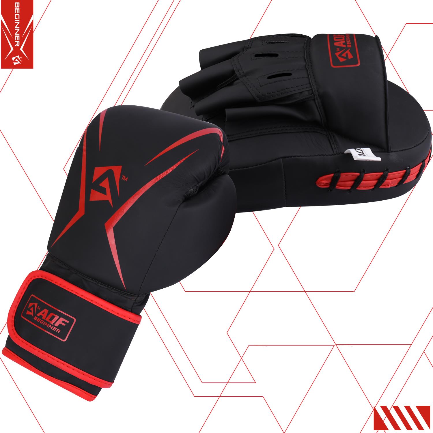 AQF Boxing Gloves and Focus Pads Set Hook & Jabs Mitts Punch Gym Training MMA - Picture 23 of 37