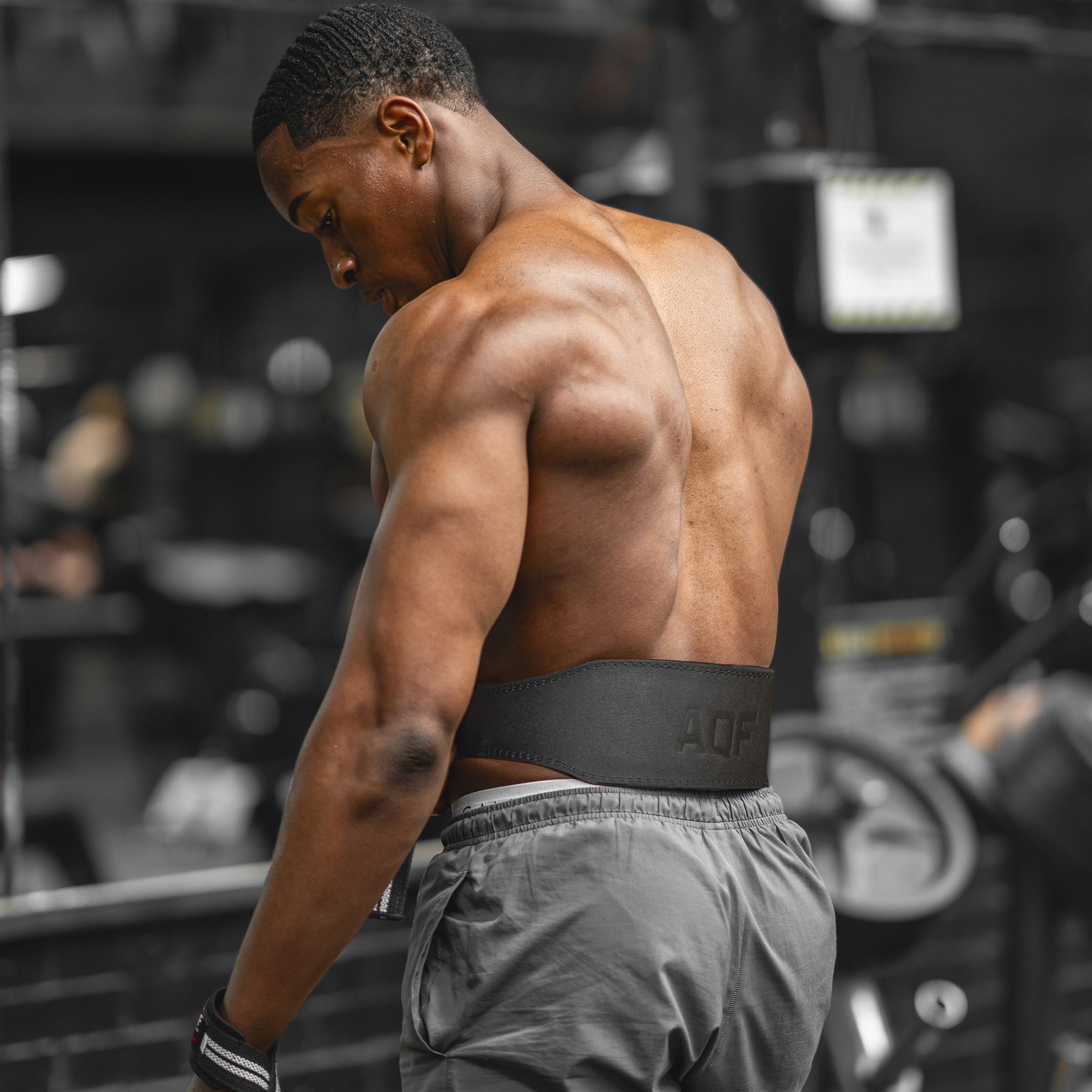AQF 7mm Leather Weight Lifting Belt 4" Padded Lumbar Back Support Gym Fitness - Picture 21 of 21