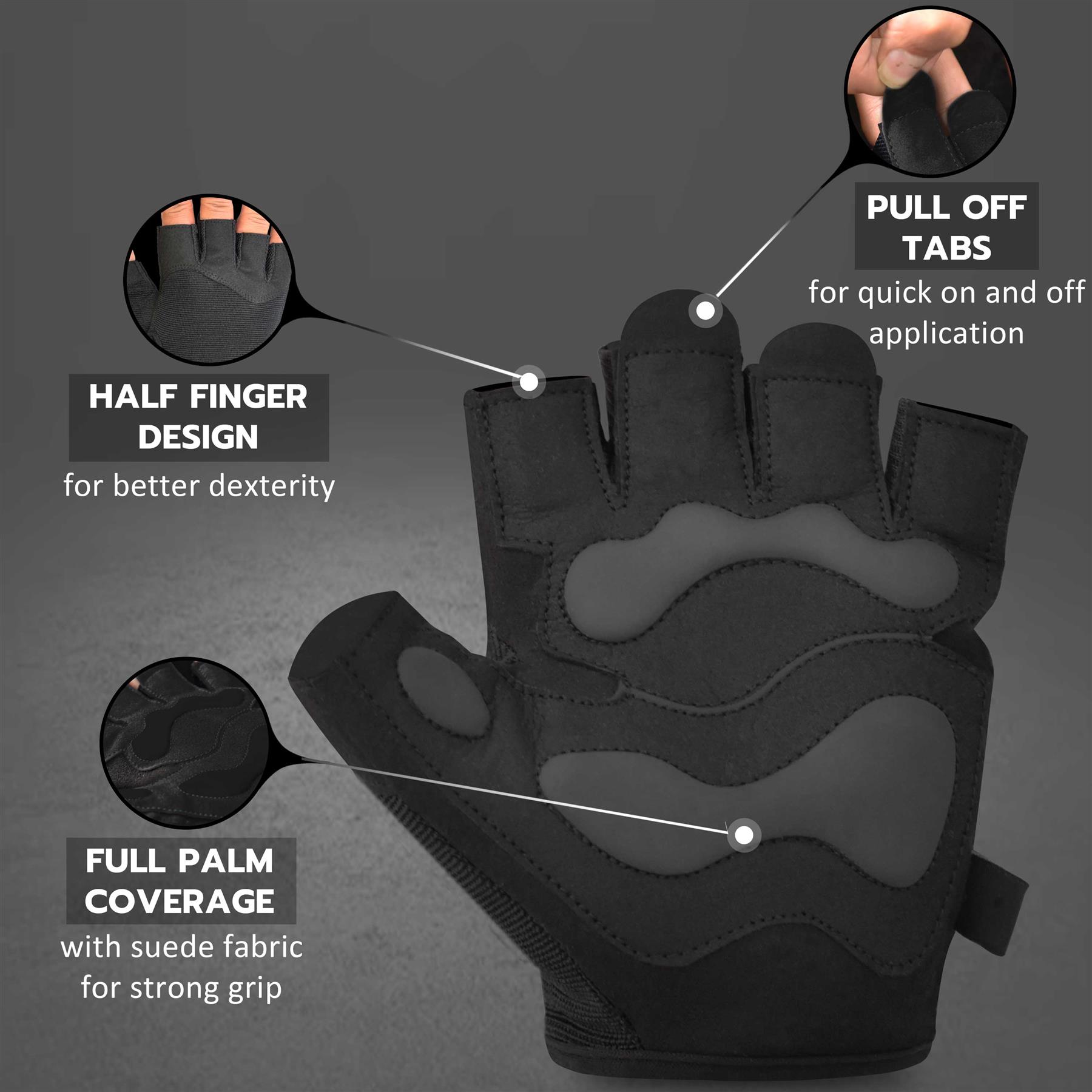 AQF Weight Lifting Gym Gloves Training Workout Fitness Gloves Padded Palm Grip - Picture 13 of 33