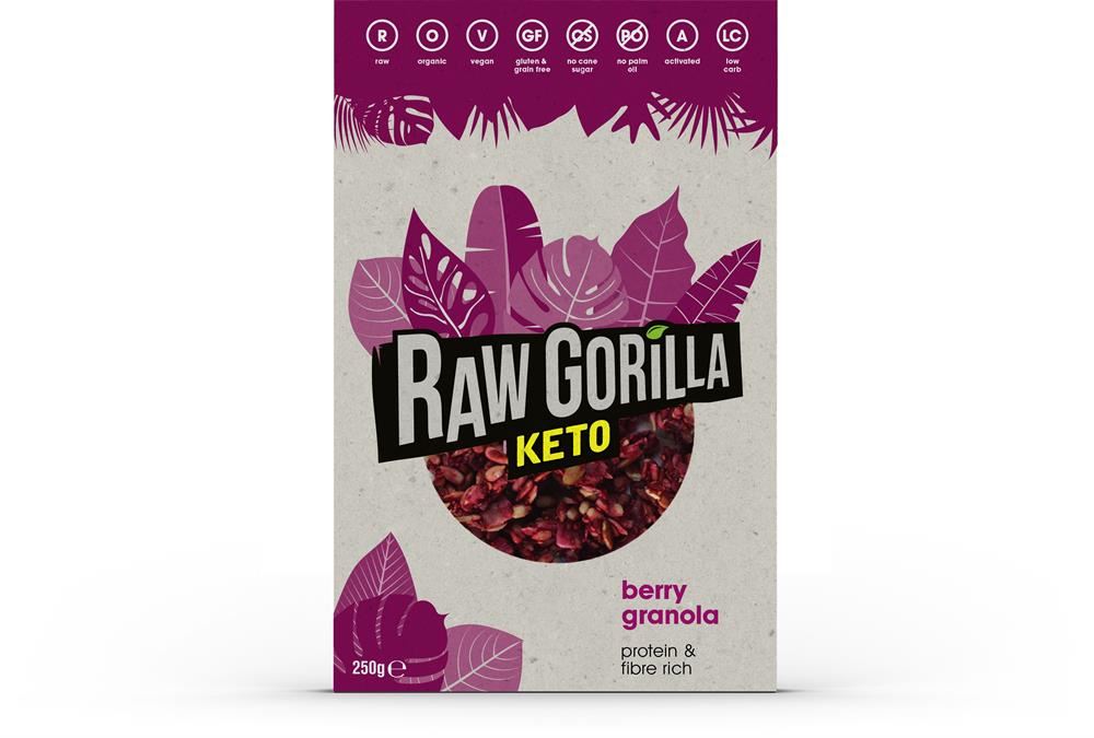 Raw Gorilla Organic Keto BERRY Granola Box 250g - Picture 2 of 6