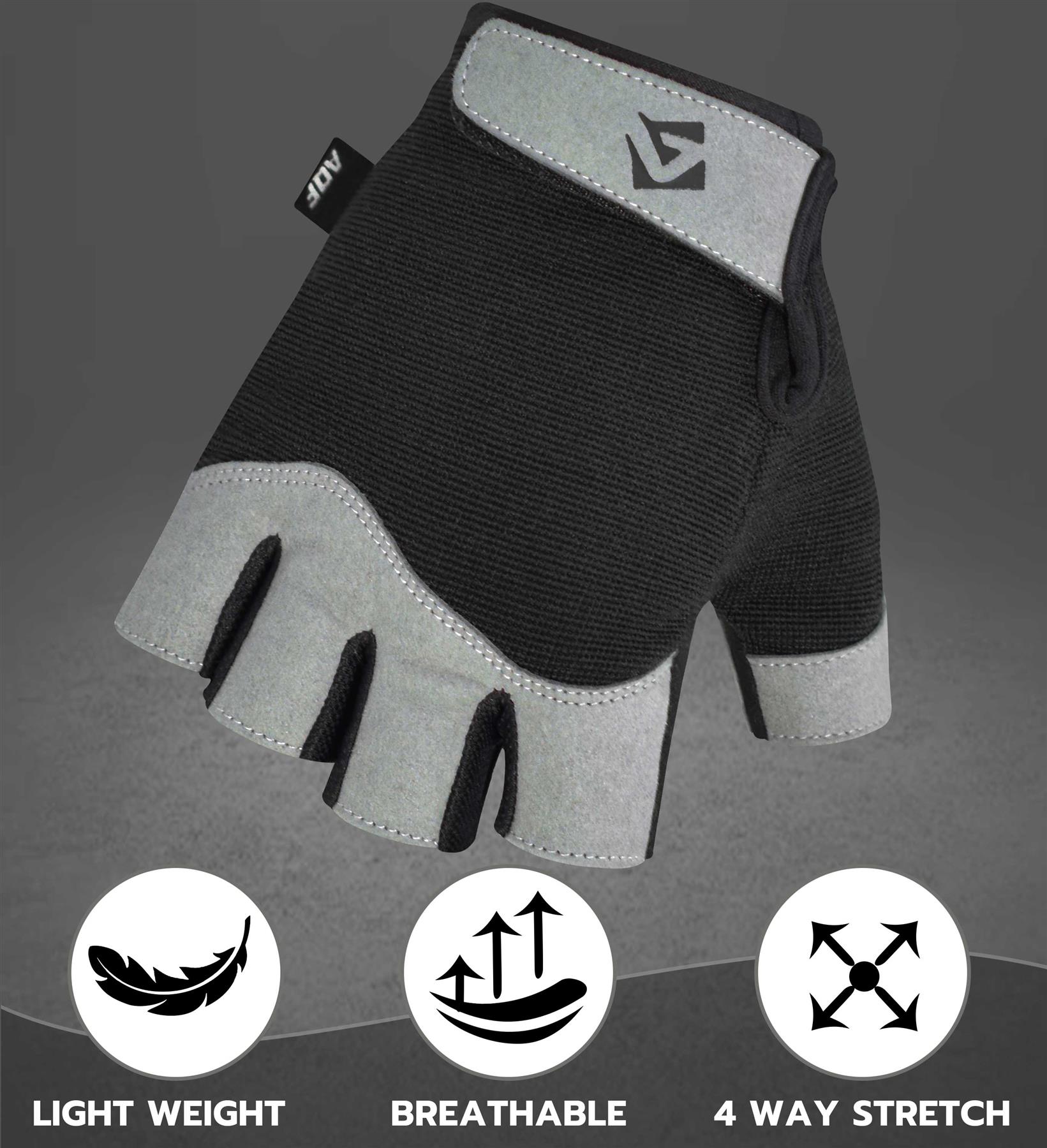 AQF Weight Lifting Gym Gloves Training Workout Fitness Gloves Padded Palm Grip - Picture 20 of 33