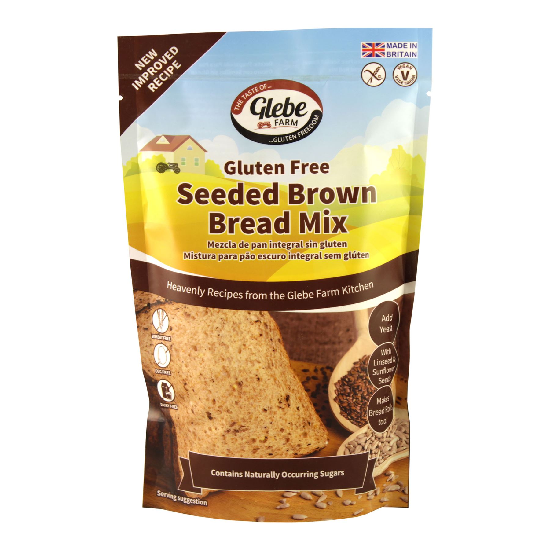 glebe farm seeded brown bread mix 375g gluten free