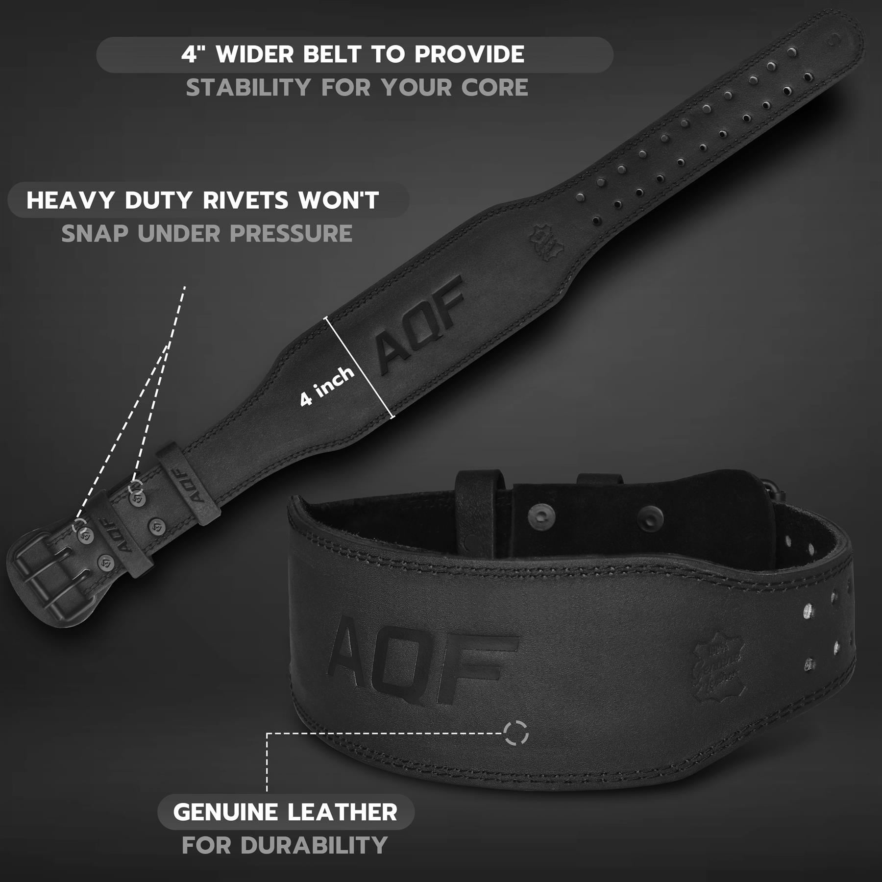 AQF 7mm Leather Weight Lifting Belt 4" Padded Lumbar Back Support Gym Fitness - Picture 18 of 21