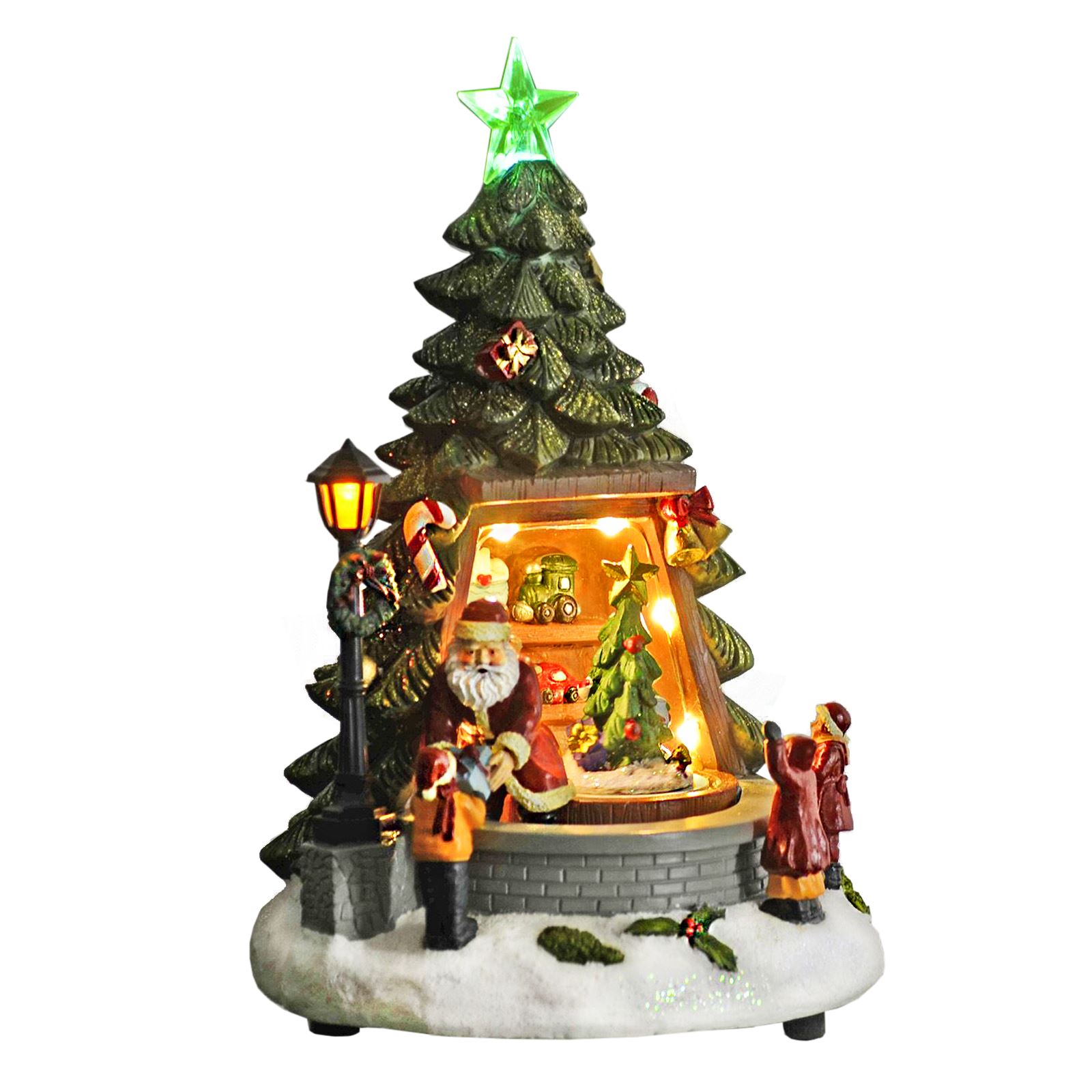 Christmas Santa Light Up Room Decoration Rotating Tree Figure Snow