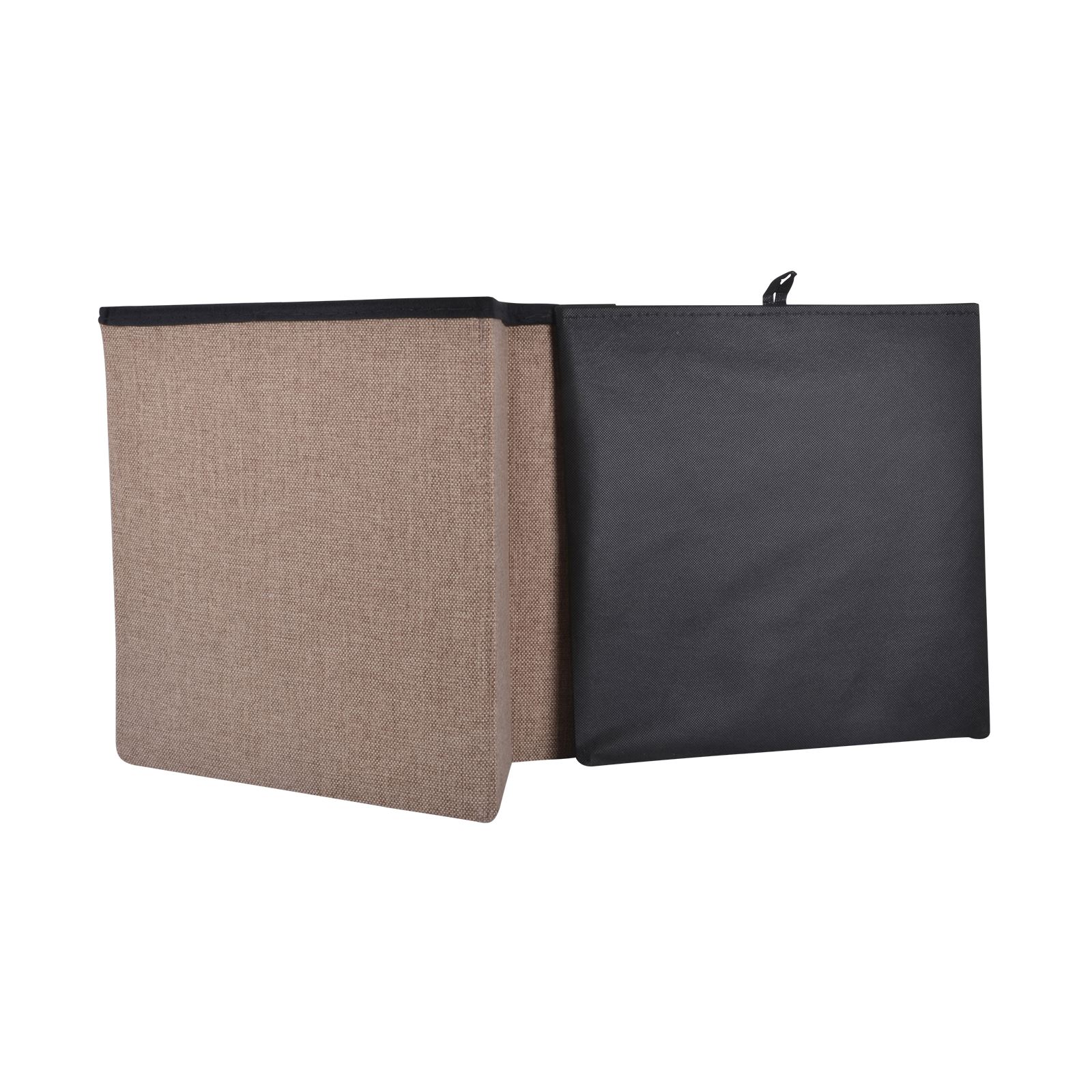 Folding Storage Ottoman Linen Look Plaid Check Fabric Stool Footstool Toy Box - Picture 15 of 18